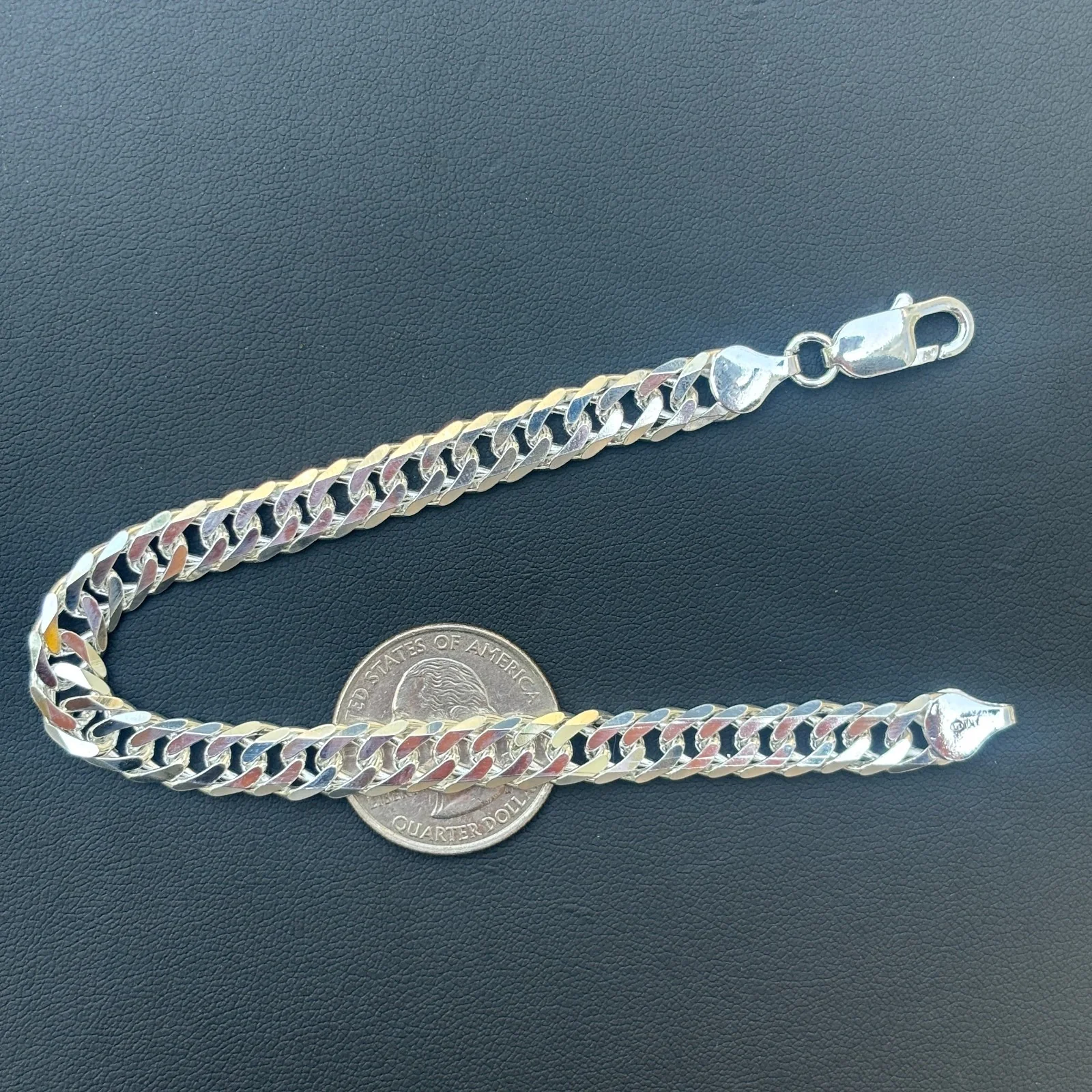 925 Sterling Silver 8mm Double Curb Bracelet - Image 15