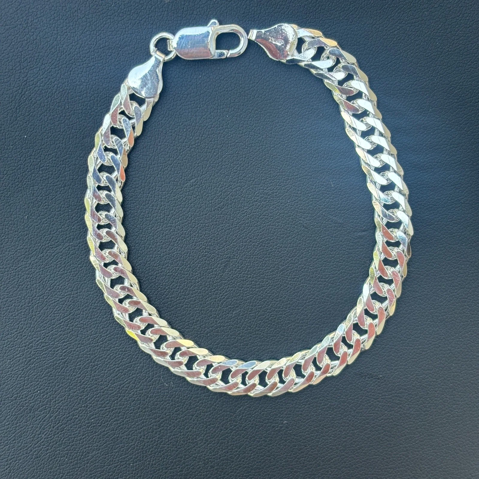 925 Sterling Silver 8mm Double Curb Bracelet - Image 2