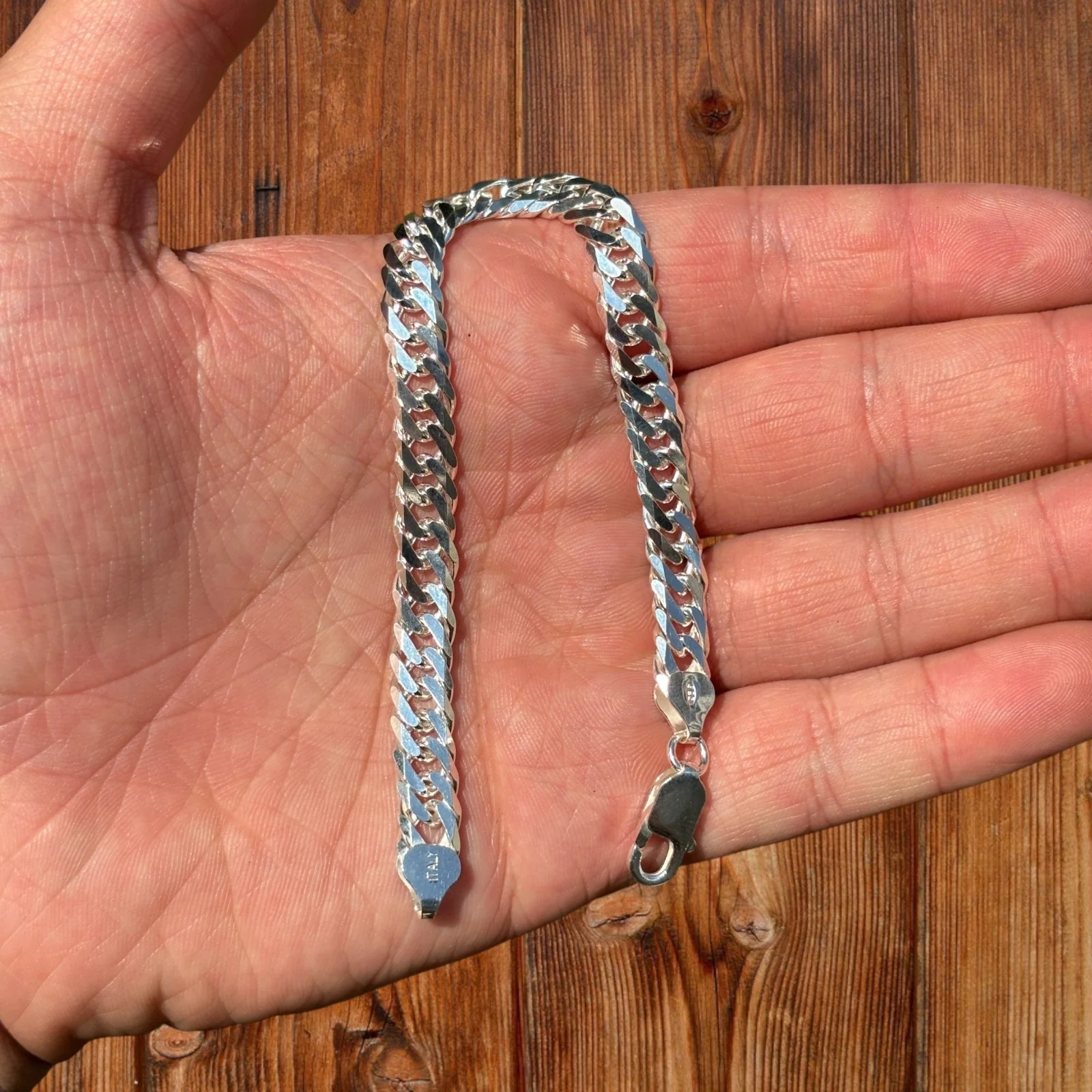925 Sterling Silver 8mm Double Curb Bracelet - Image 3