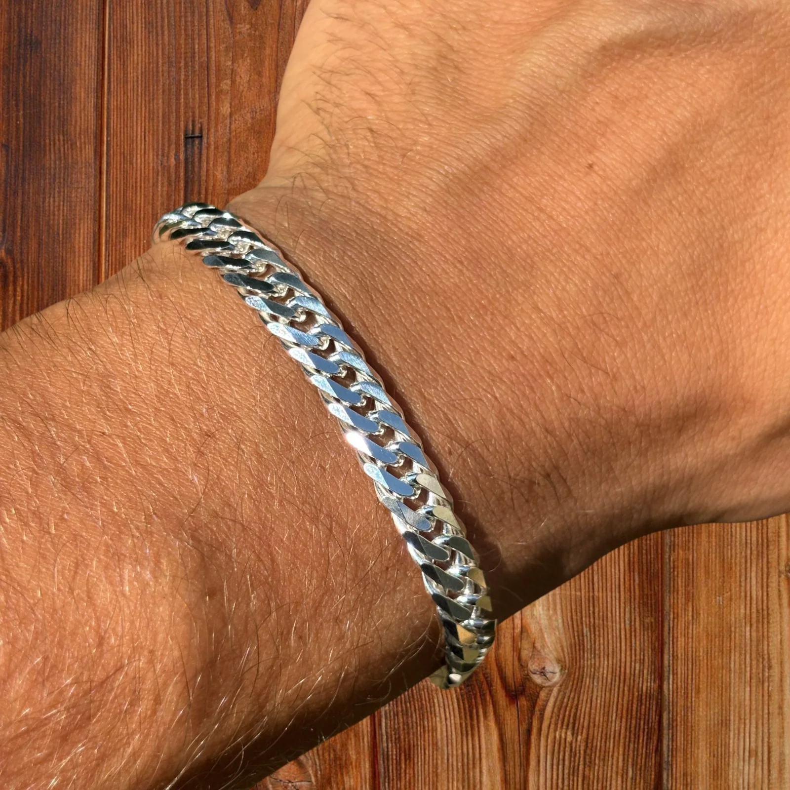 925 Sterling Silver 8mm Double Curb Bracelet - Image 4