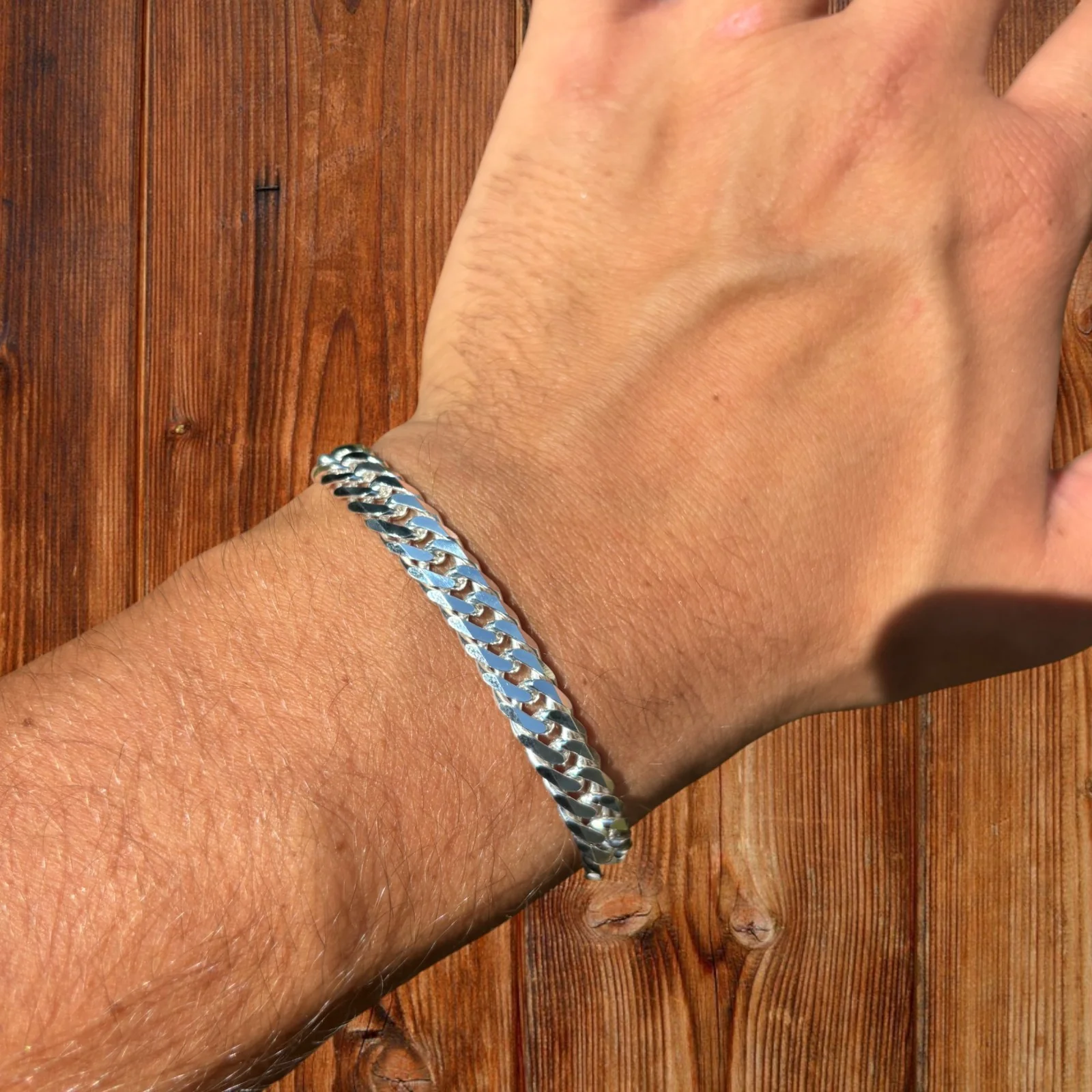 925 Sterling Silver 8mm Double Curb Bracelet - Image 7