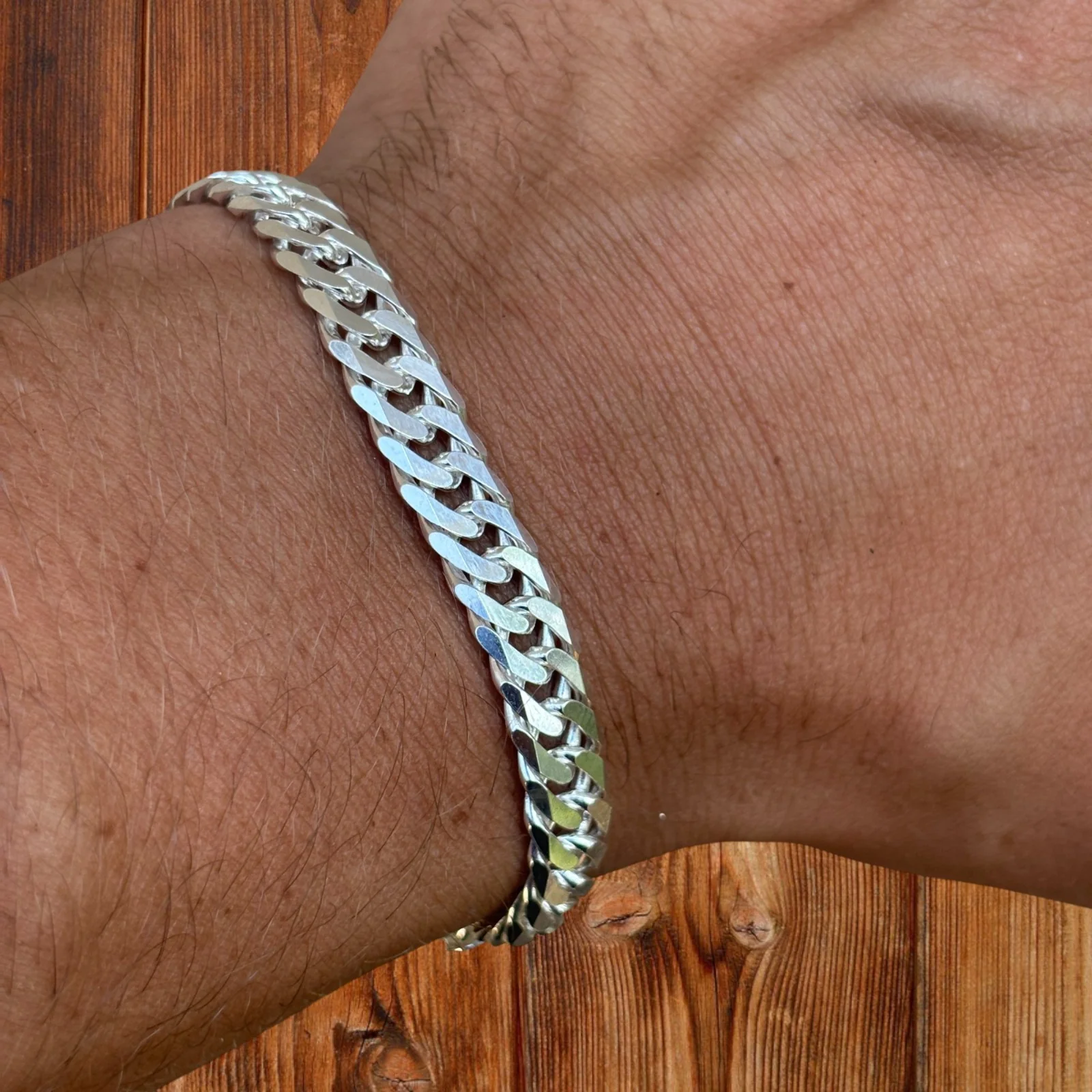 925 Sterling Silver 8mm Double Curb Bracelet - Image 9
