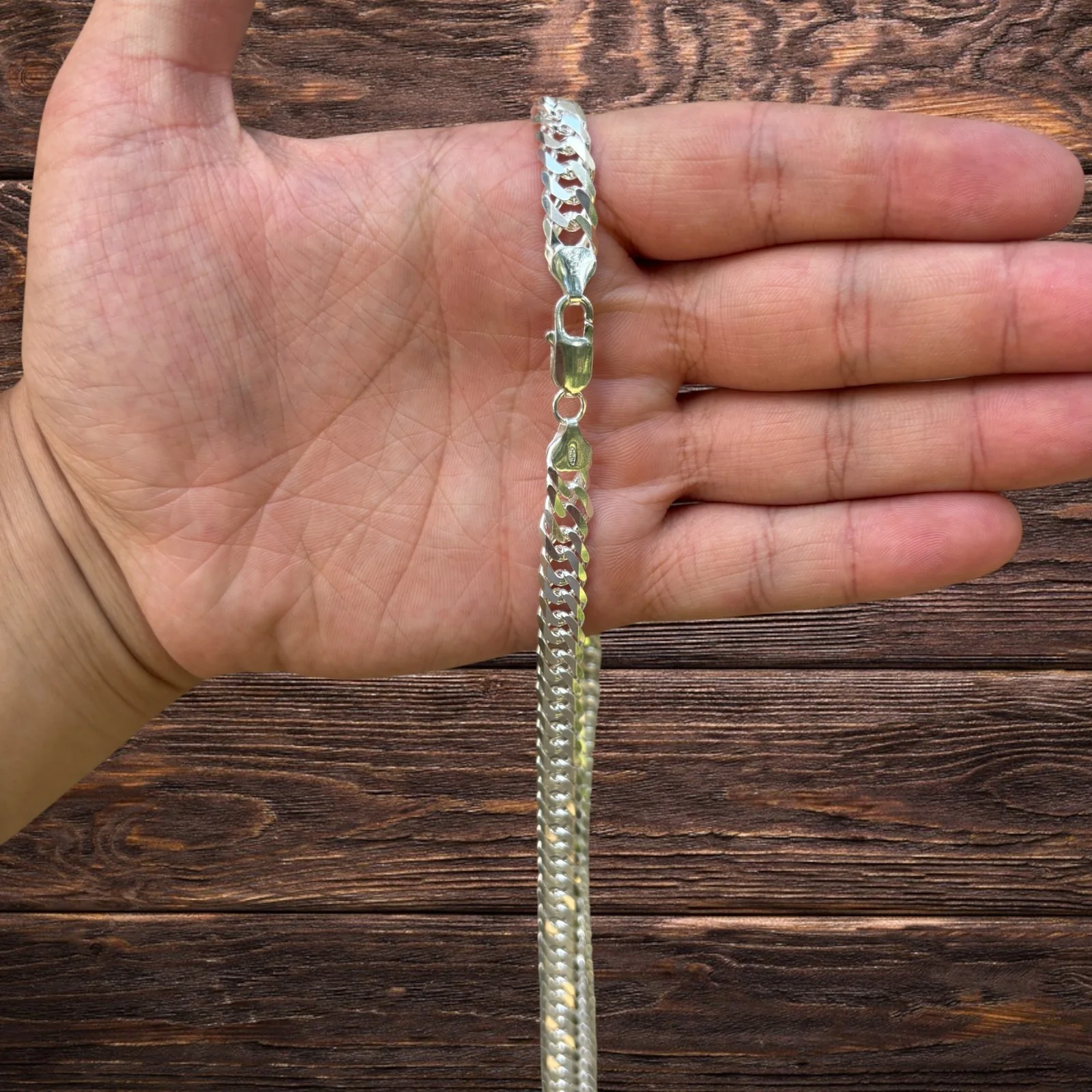 925 Sterling Silver 8mm Double Curb Chain Necklace - Image 3