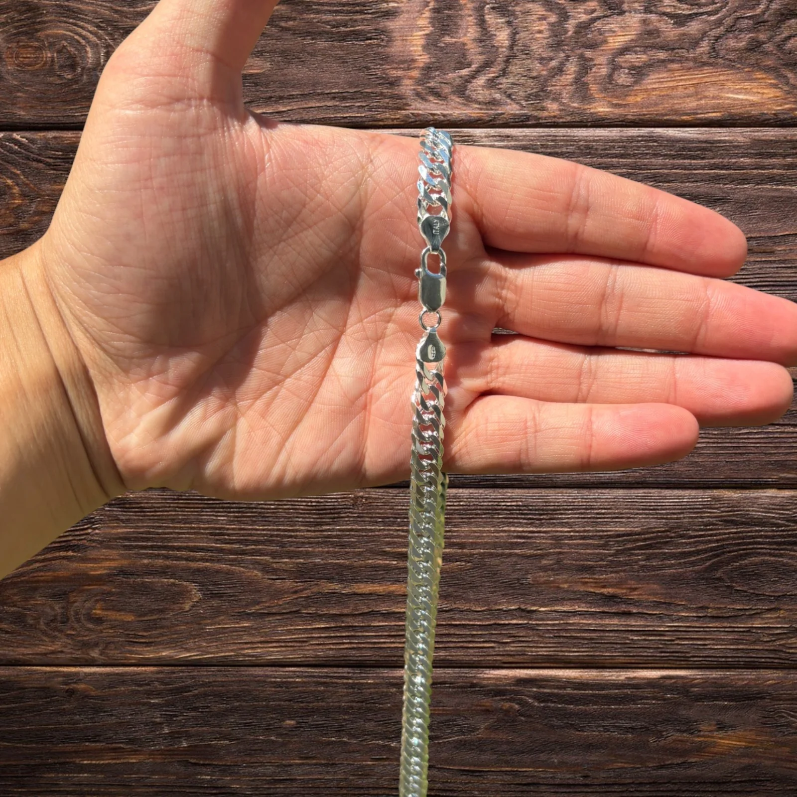 925 Sterling Silver 8mm Double Curb Chain Necklace - Image 5