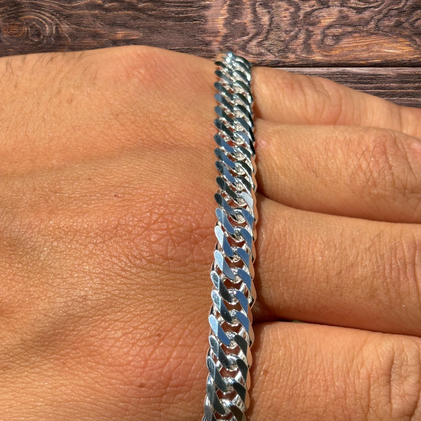 925 Sterling Silver 8mm Double Curb Chain Necklace - Image 6