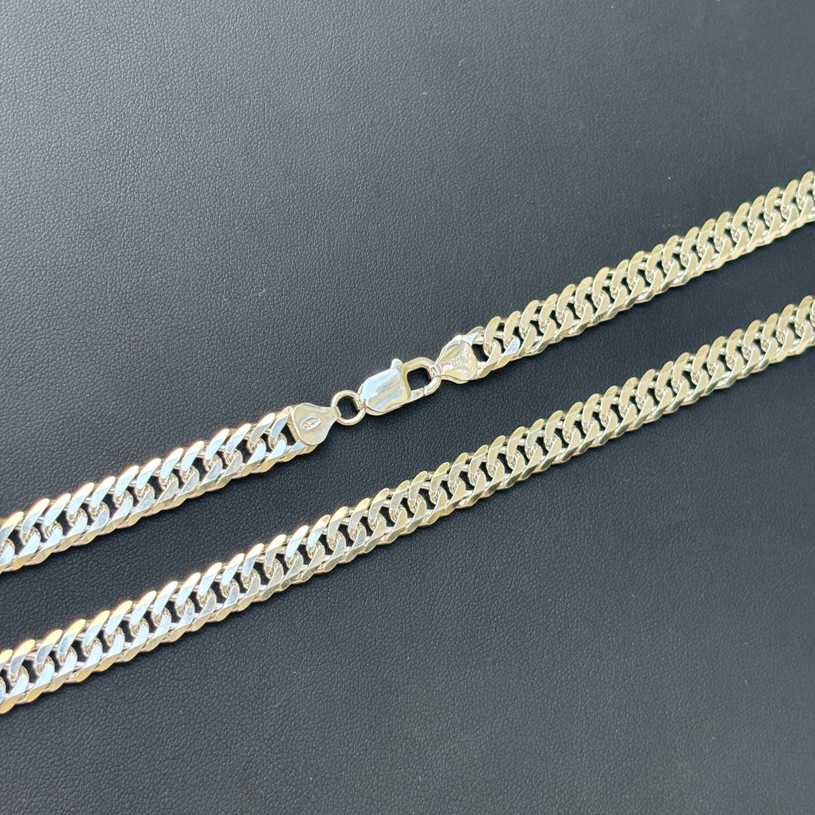 925 Sterling Silver 8mm Double Curb Chain Necklace - Image 7