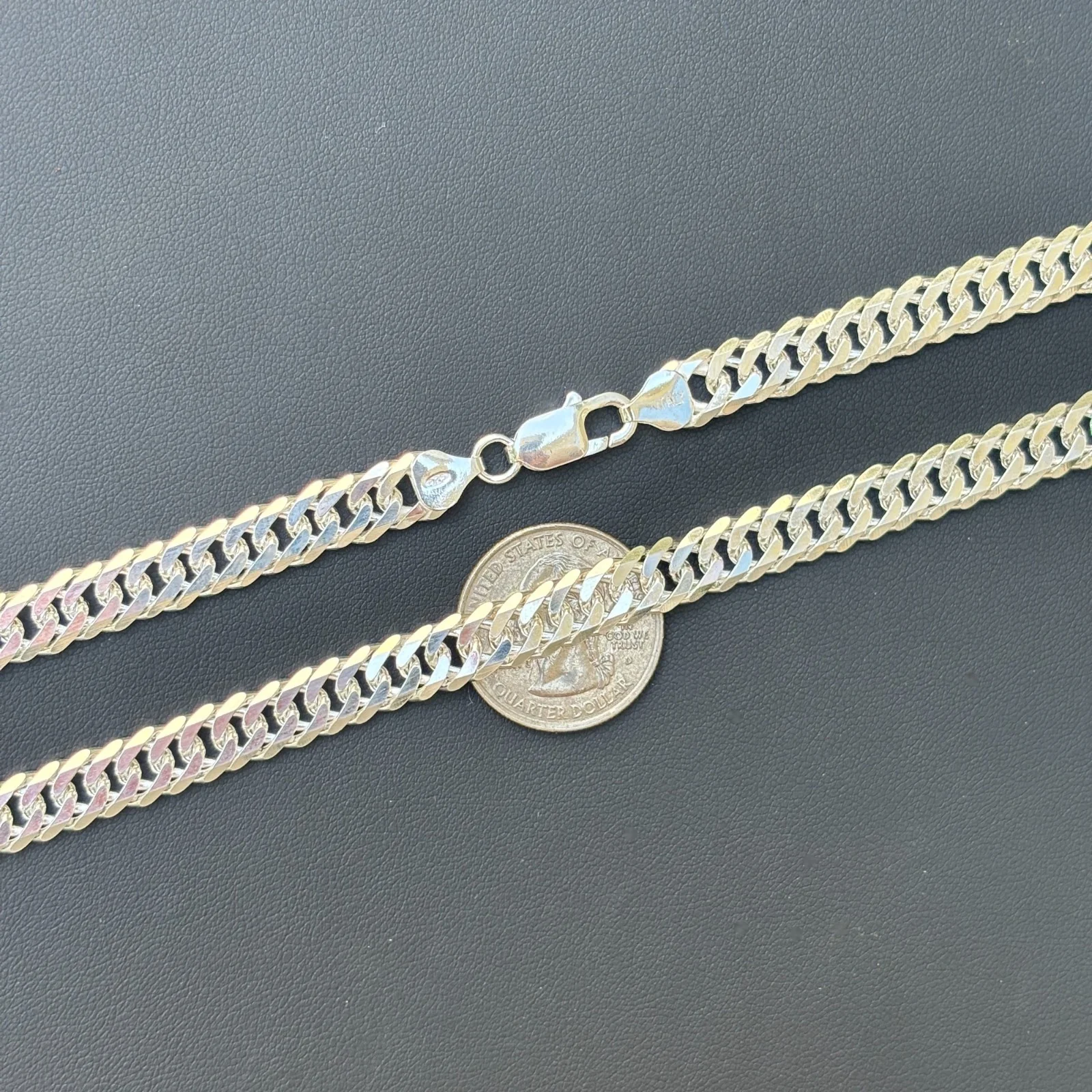 925 Sterling Silver 8mm Double Curb Chain Necklace - Image 8