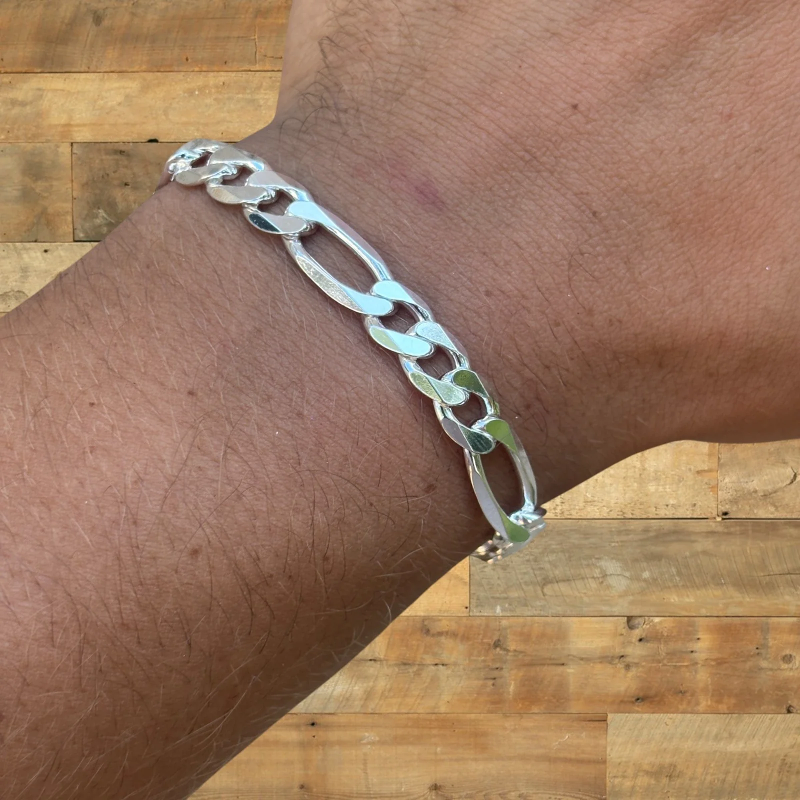 925 Sterling Silver 8mm Figaro Bracelet - Image 11
