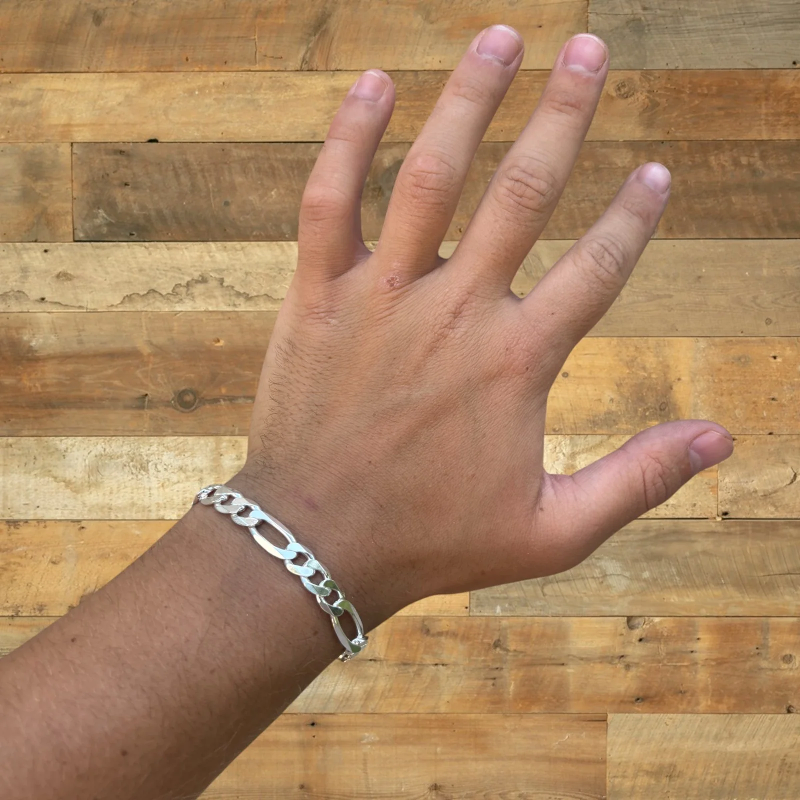 925 Sterling Silver 8mm Figaro Bracelet - Image 12