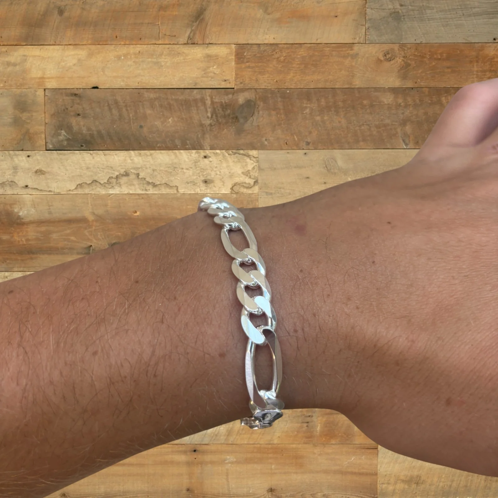 925 Sterling Silver 8mm Figaro Bracelet - Image 13