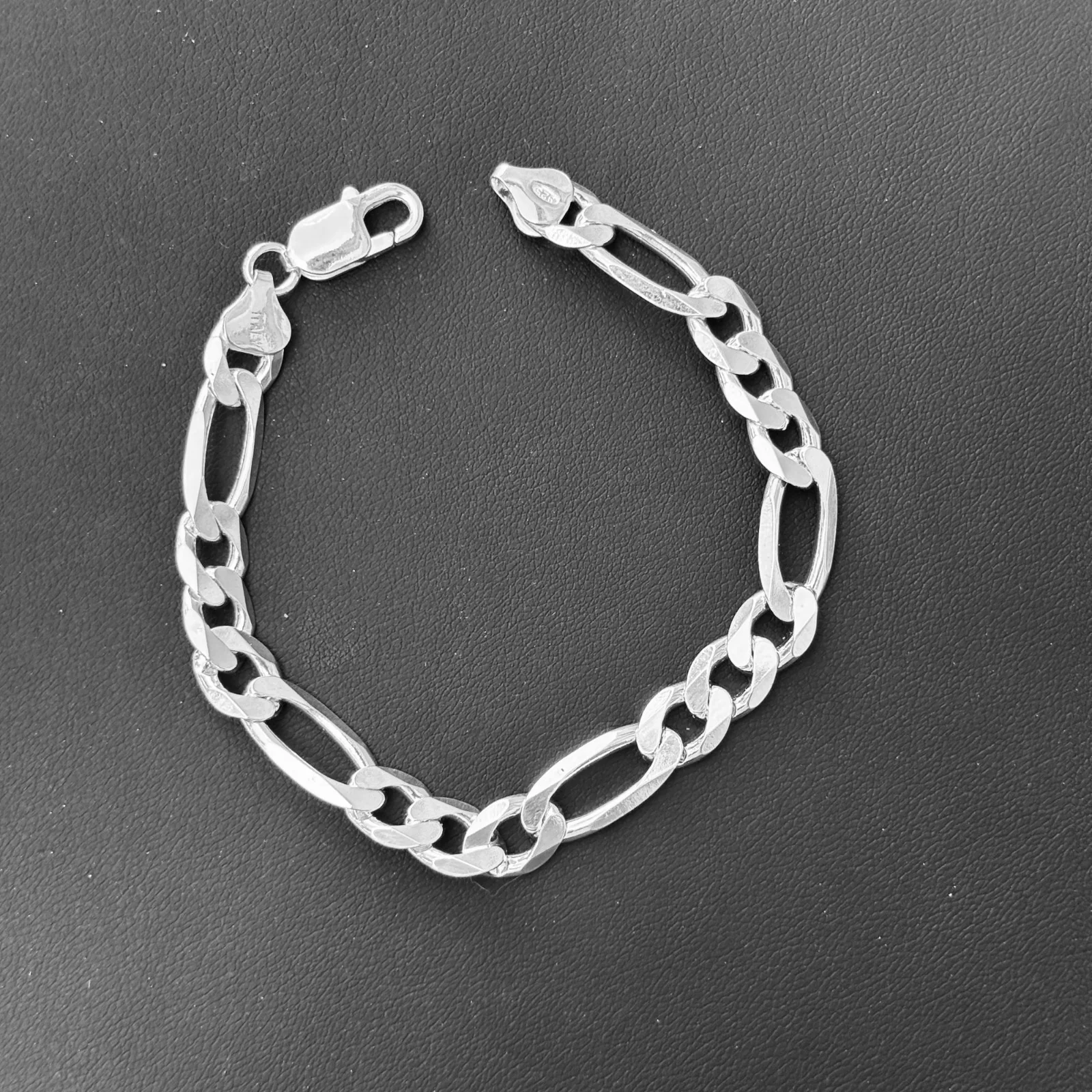 925 Sterling Silver 8mm Figaro Bracelet - Image 16