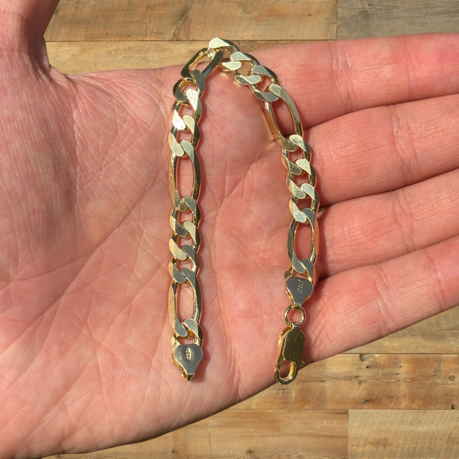 925 Sterling Silver 8mm Figaro Bracelet - Image 5