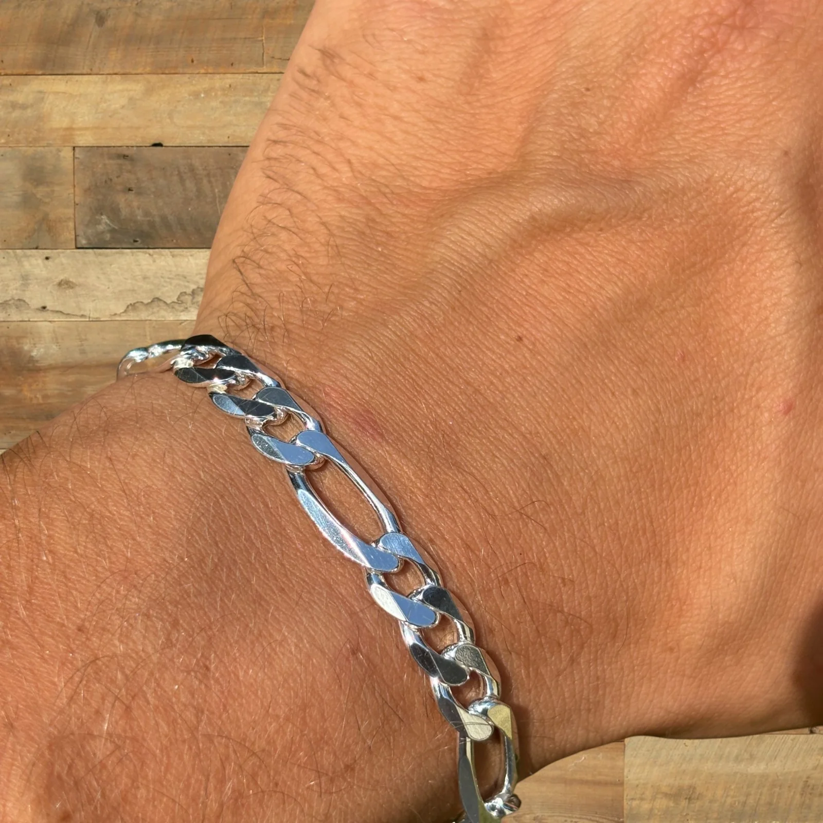 925 Sterling Silver 8mm Figaro Bracelet - Image 7
