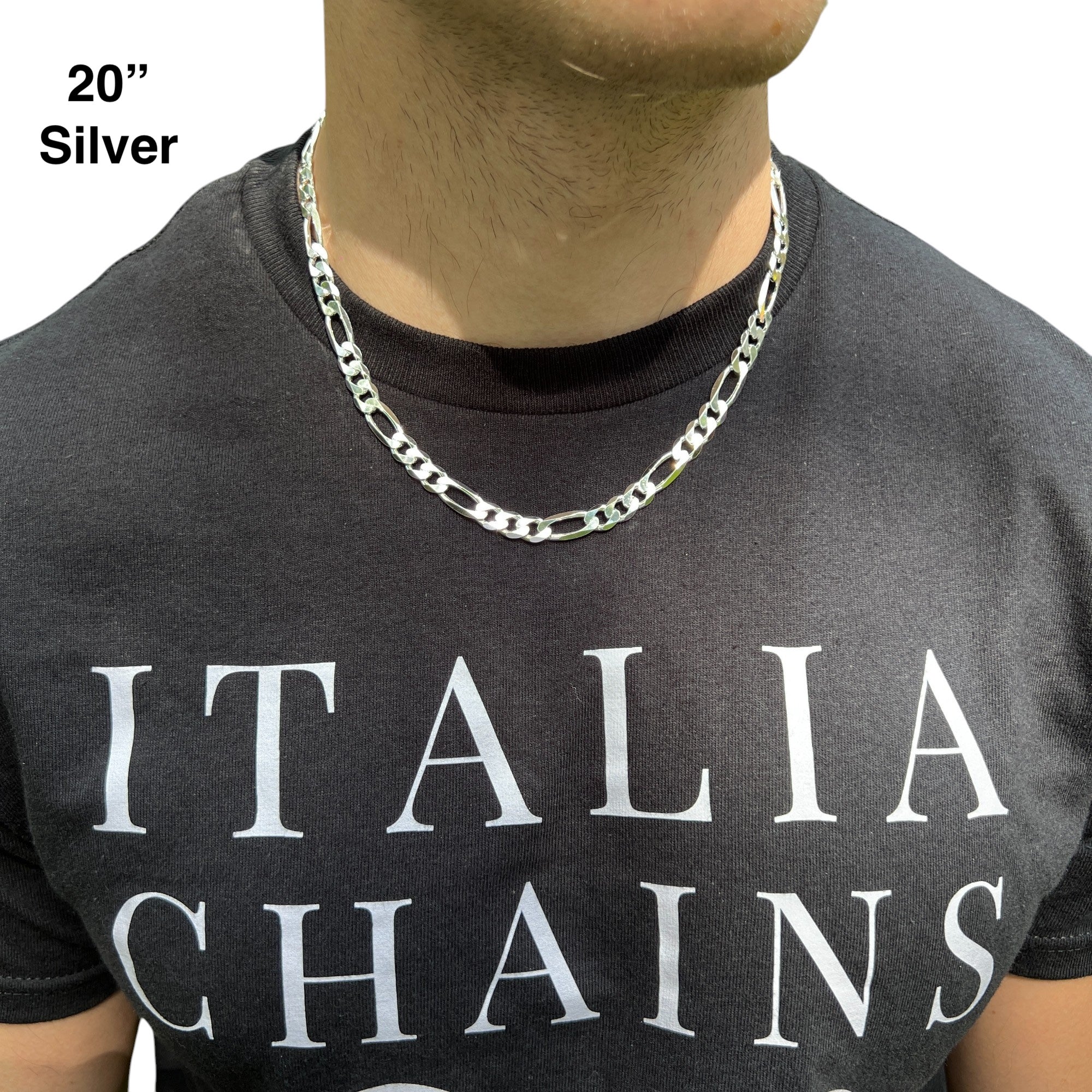925 Sterling Silver 8mm Figaro Chain Necklace - Image 10