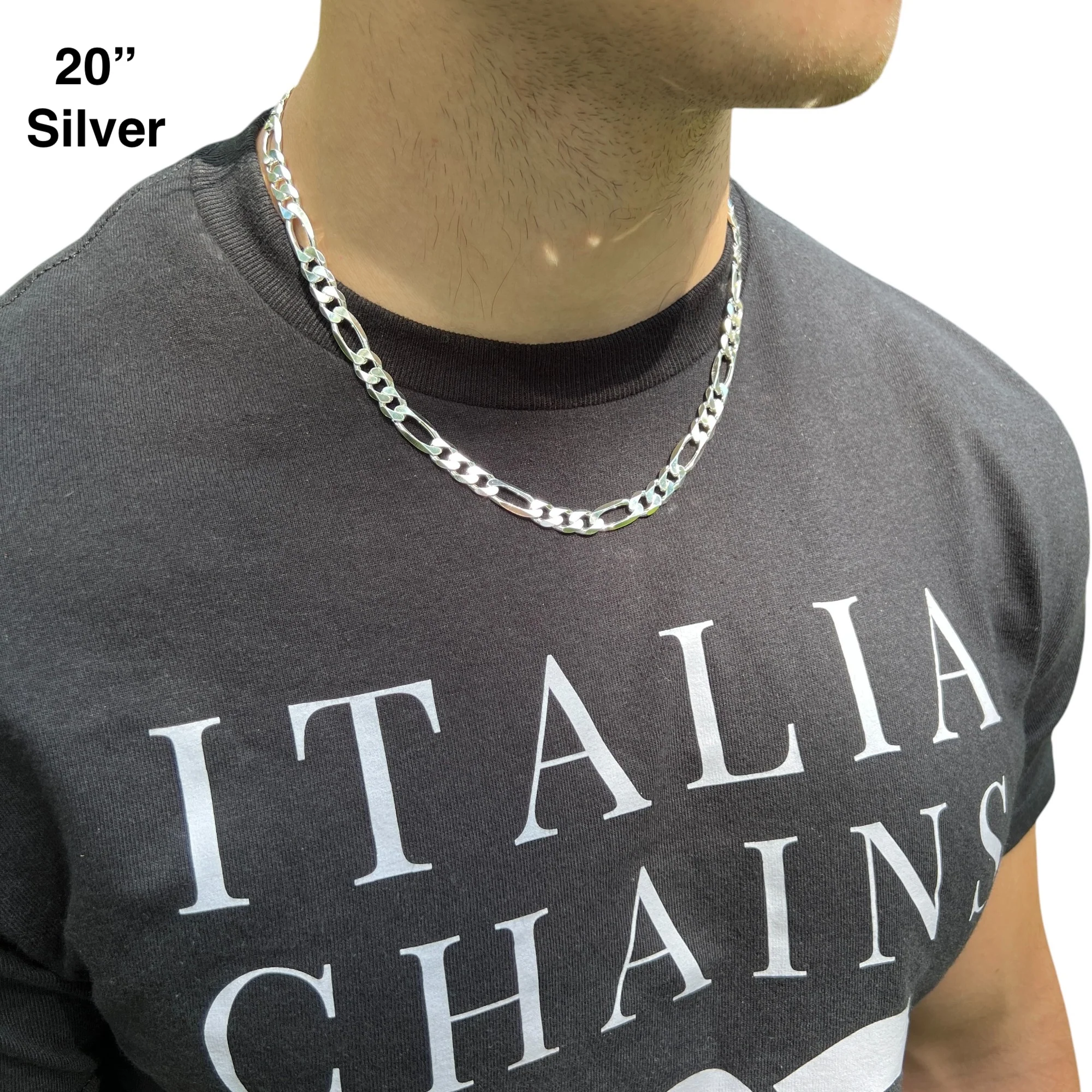925 Sterling Silver 8mm Figaro Chain Necklace - Image 11