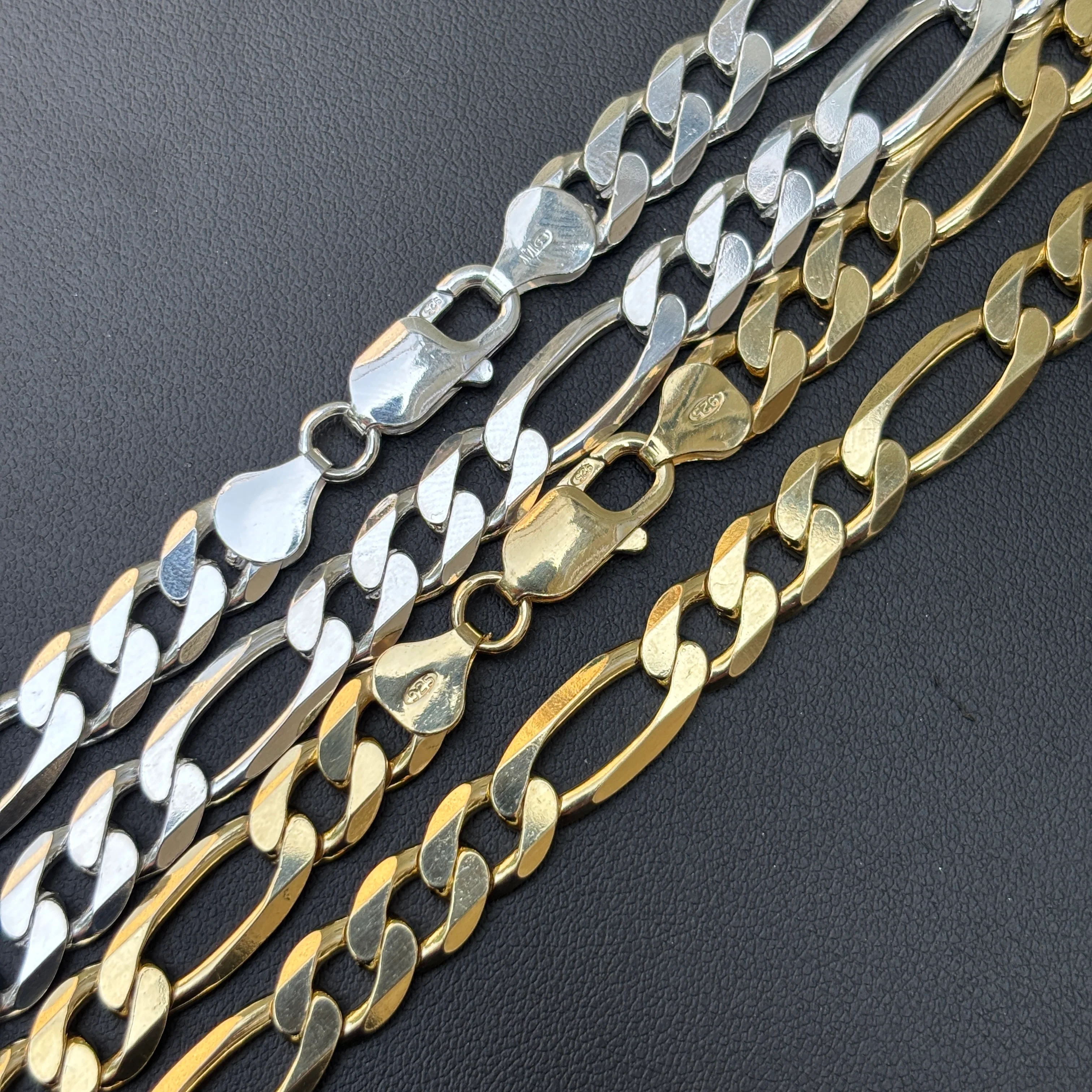 925 Sterling Silver 8mm Figaro Chain Necklace - Image 3
