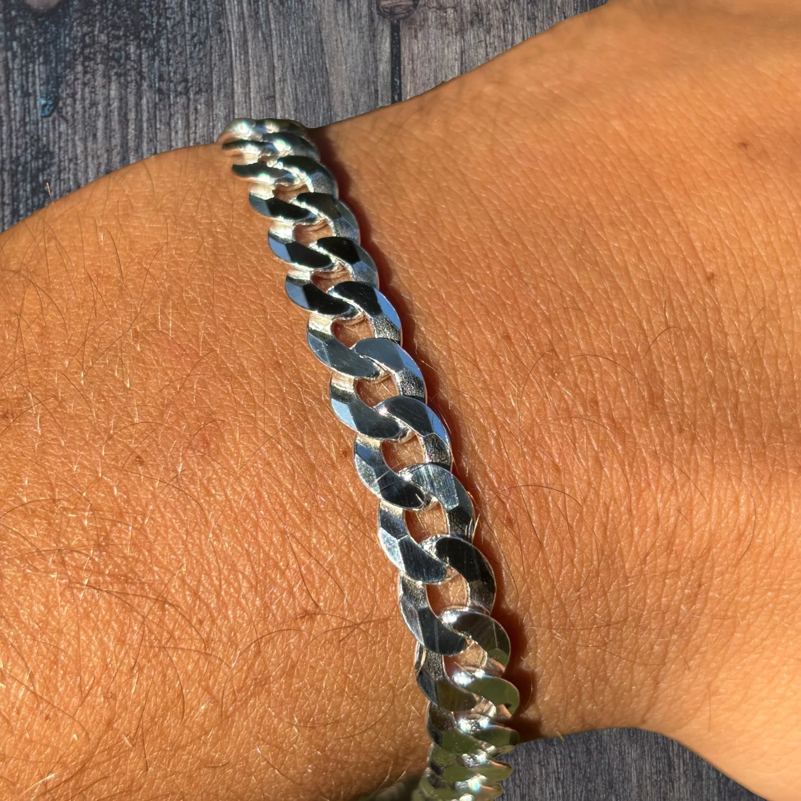 925 Sterling Silver 8mm Flat Curb Bracelet - Image 10