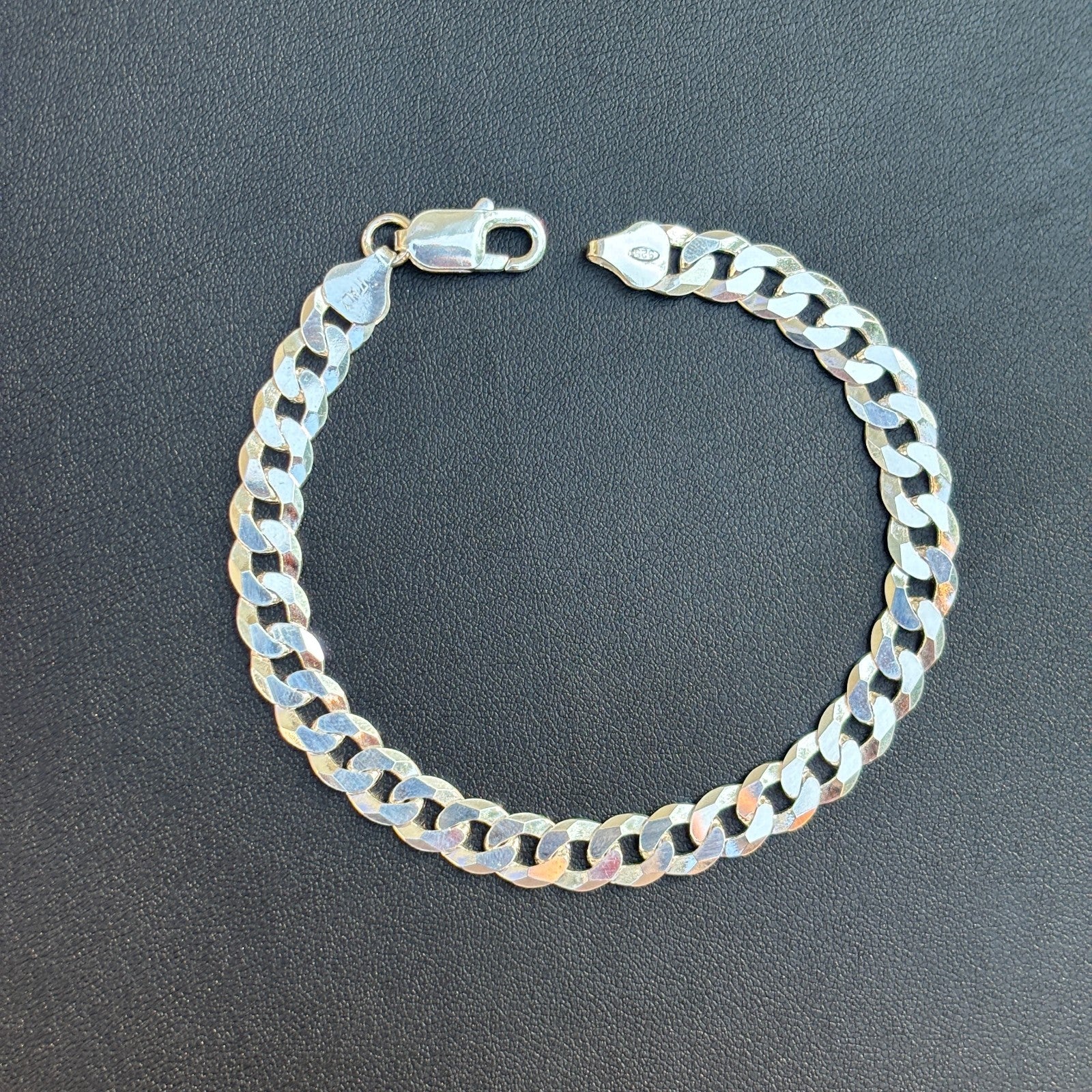 925 Sterling Silver 8mm Flat Curb Bracelet - Image 12