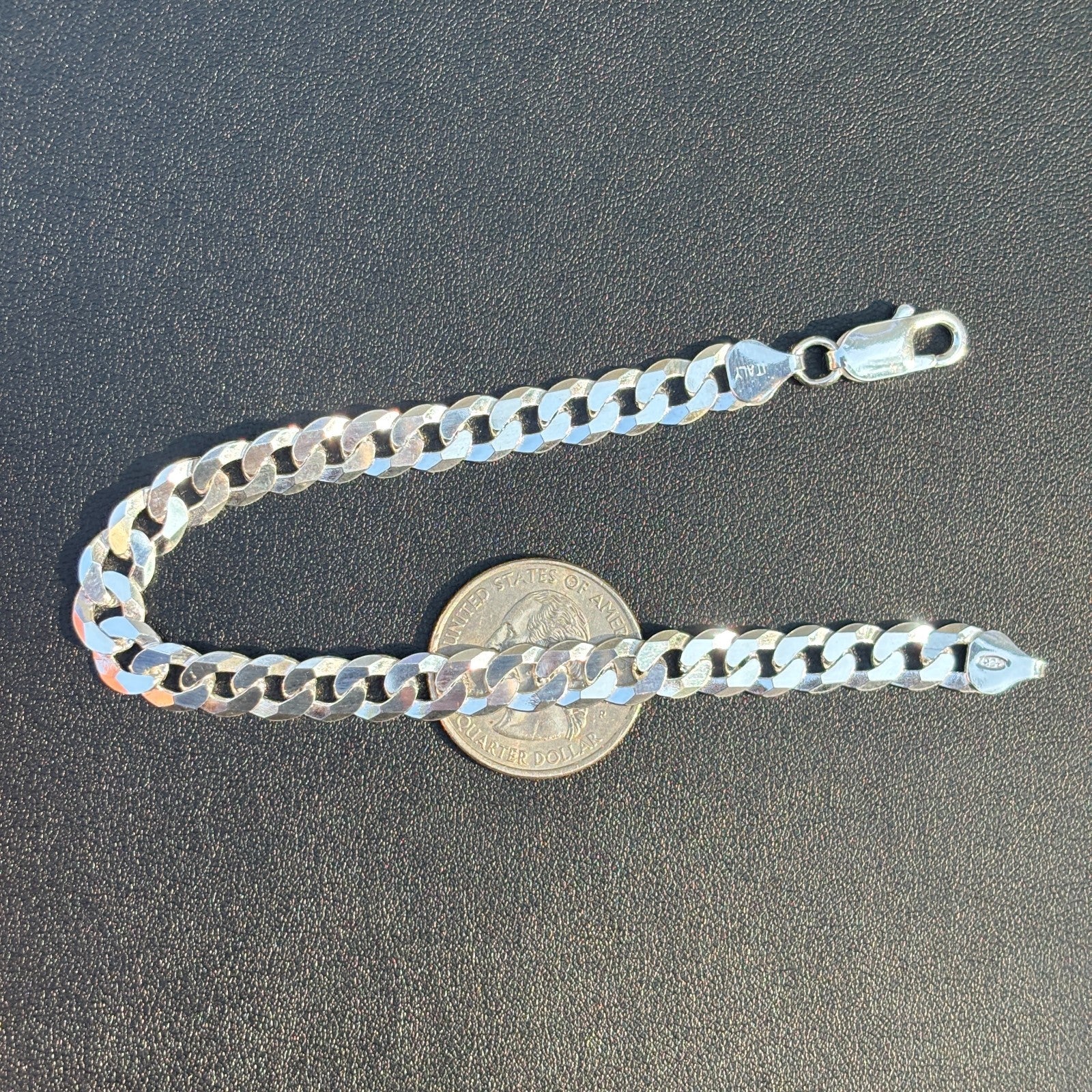 925 Sterling Silver 8mm Flat Curb Bracelet - Image 13
