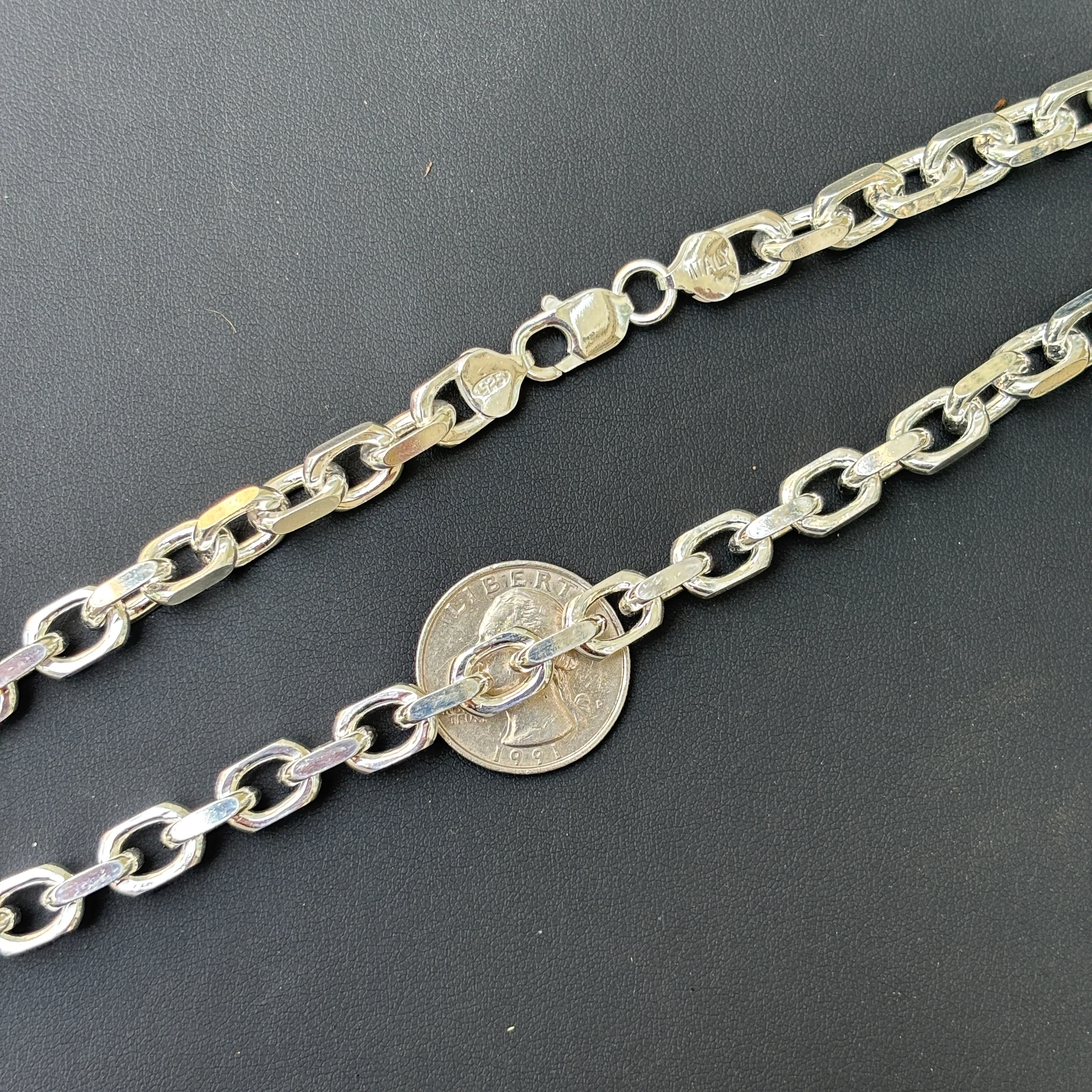 925 Sterling Silver 8mm Anchor Cable Chain Necklace - Image 10