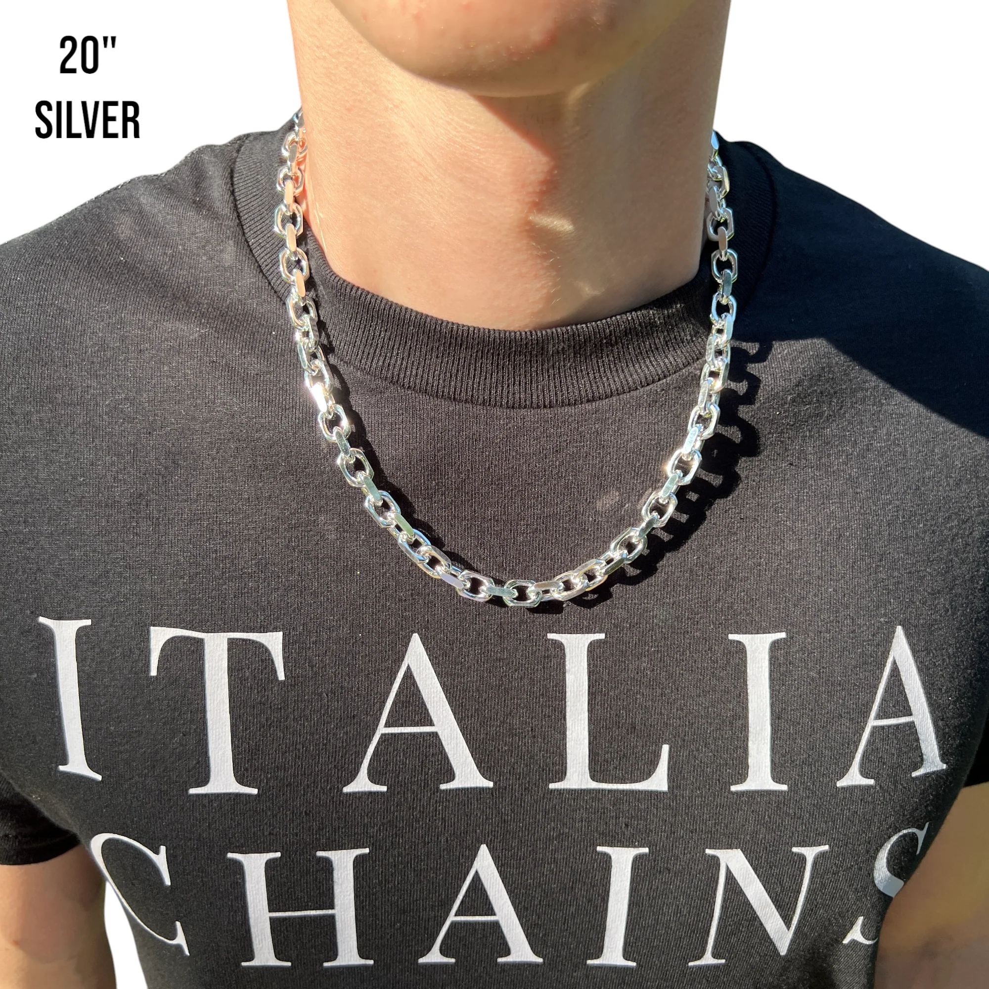 925 Sterling Silver 8mm Anchor Cable Chain Necklace - Image 11