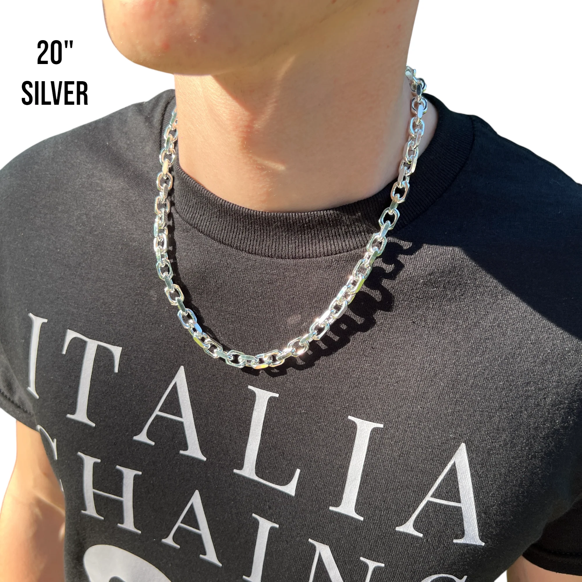 925 Sterling Silver 8mm Anchor Cable Chain Necklace - Image 12