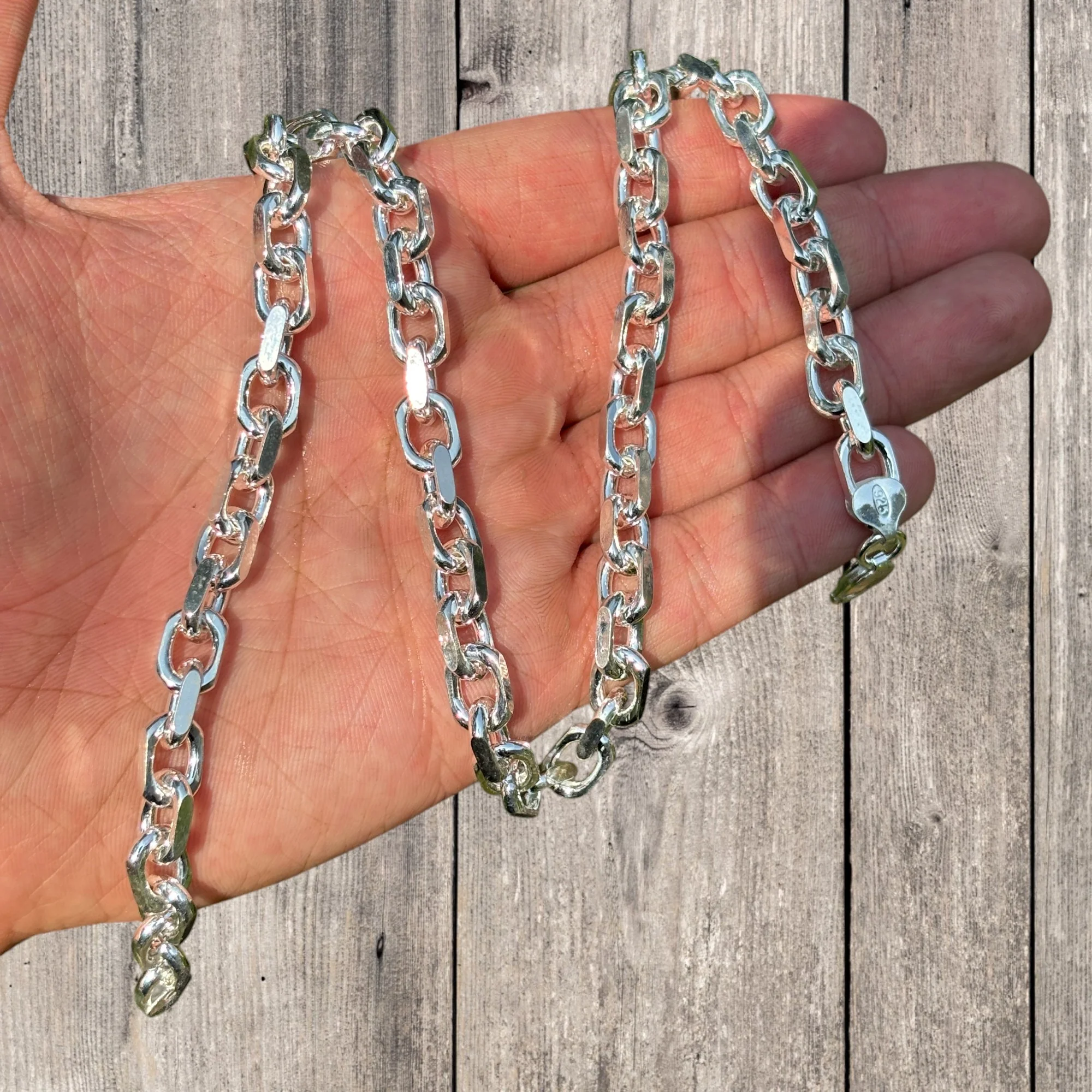 925 Sterling Silver 8mm Anchor Cable Chain Necklace - Image 4
