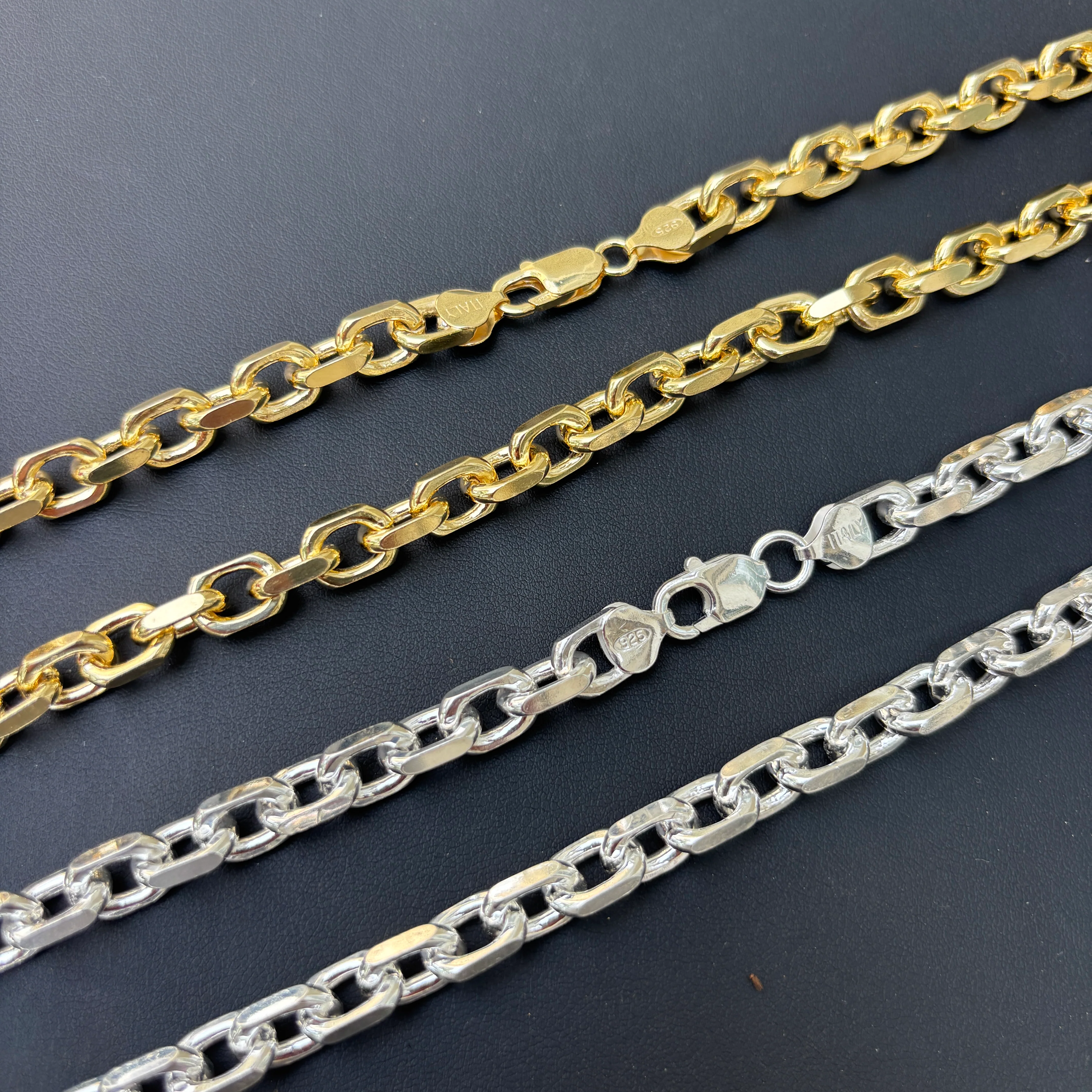 925 Sterling Silver 8mm Anchor Cable Chain Necklace - Image 9