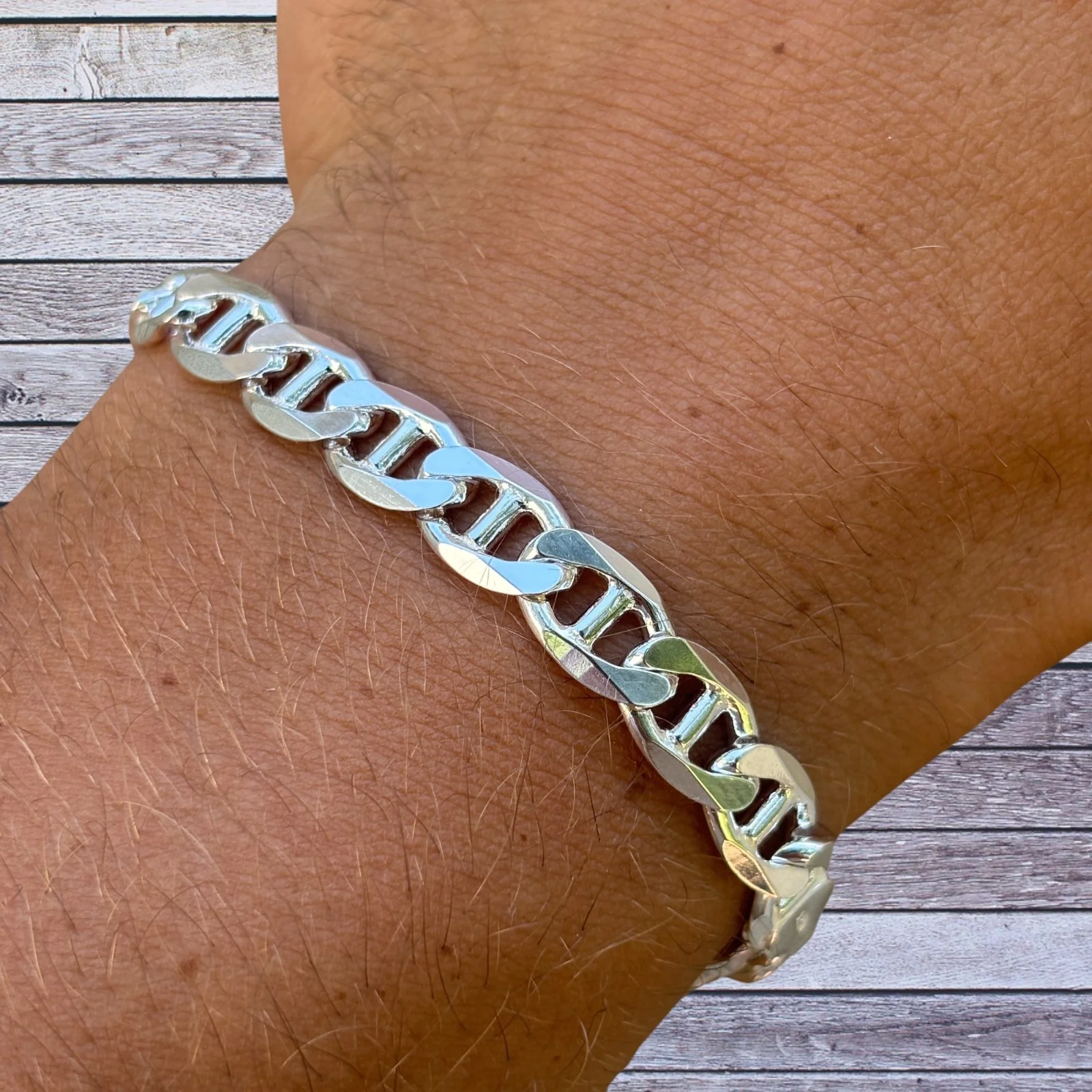925 Sterling Silver 8mm Mariner Bracelet - Image 11