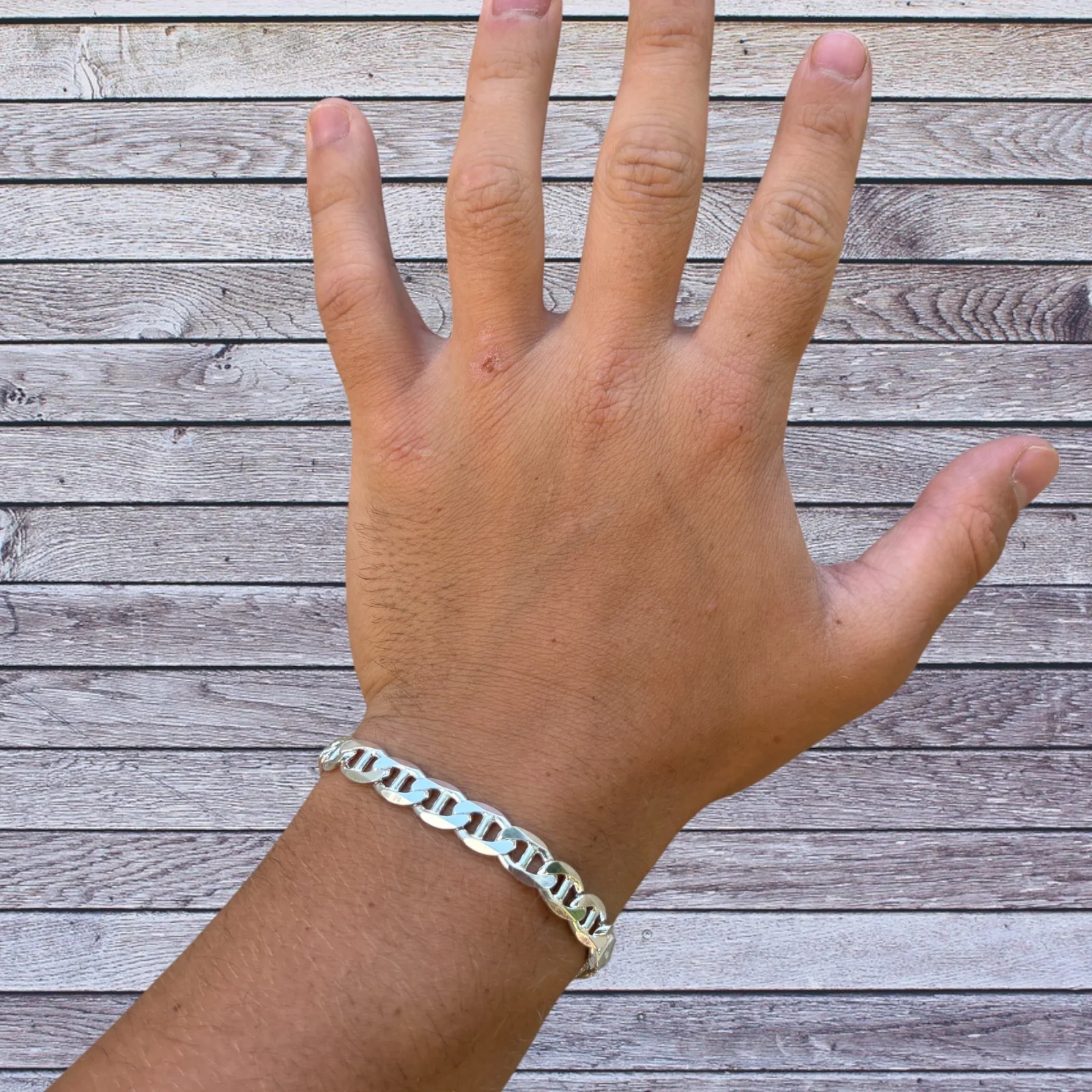 925 Sterling Silver 8mm Mariner Bracelet - Image 12