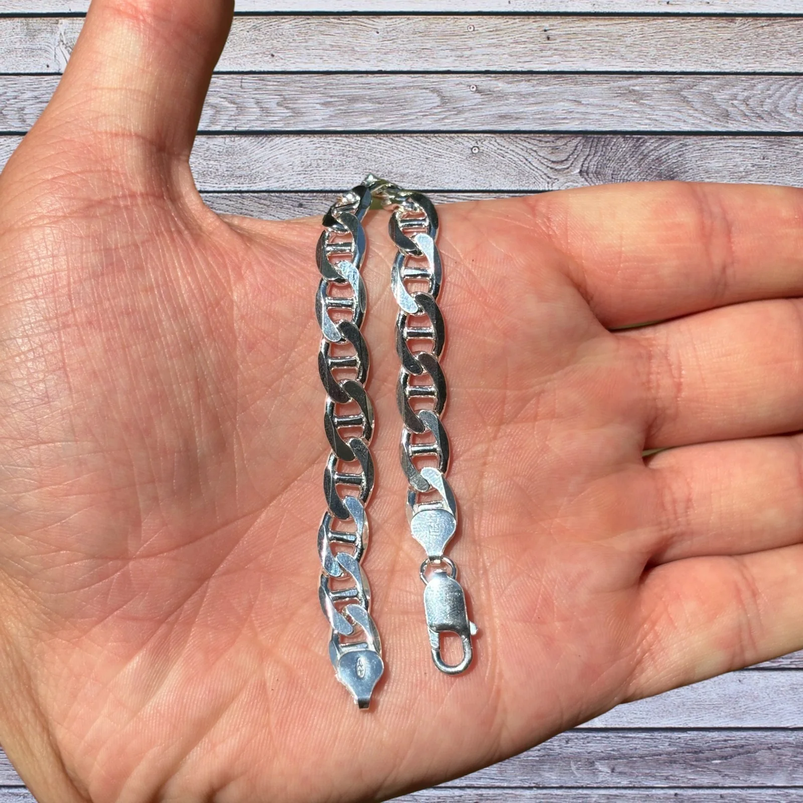 925 Sterling Silver 8mm Mariner Bracelet - Image 4