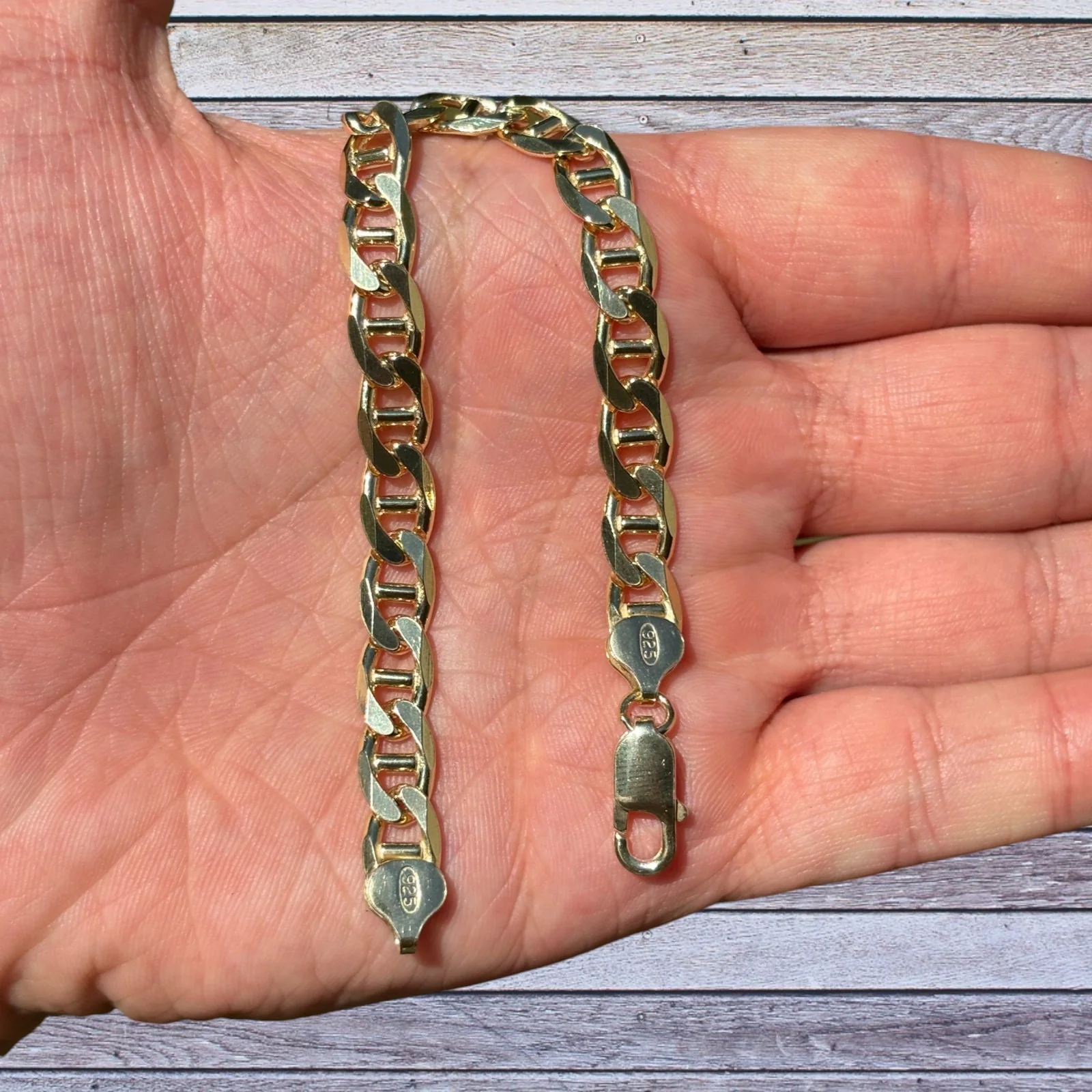 925 Sterling Silver 8mm Mariner Bracelet - Image 5