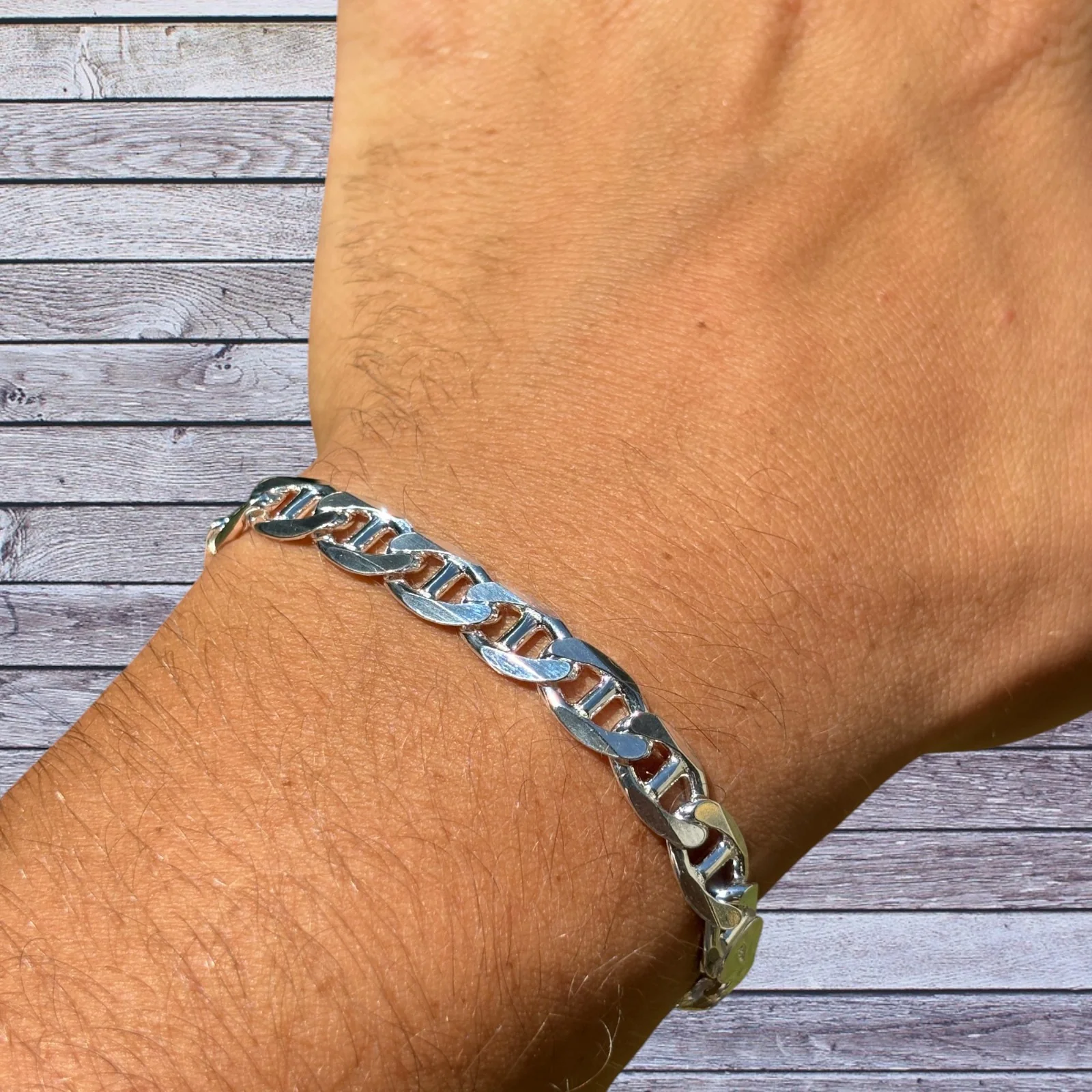 925 Sterling Silver 8mm Mariner Bracelet - Image 6