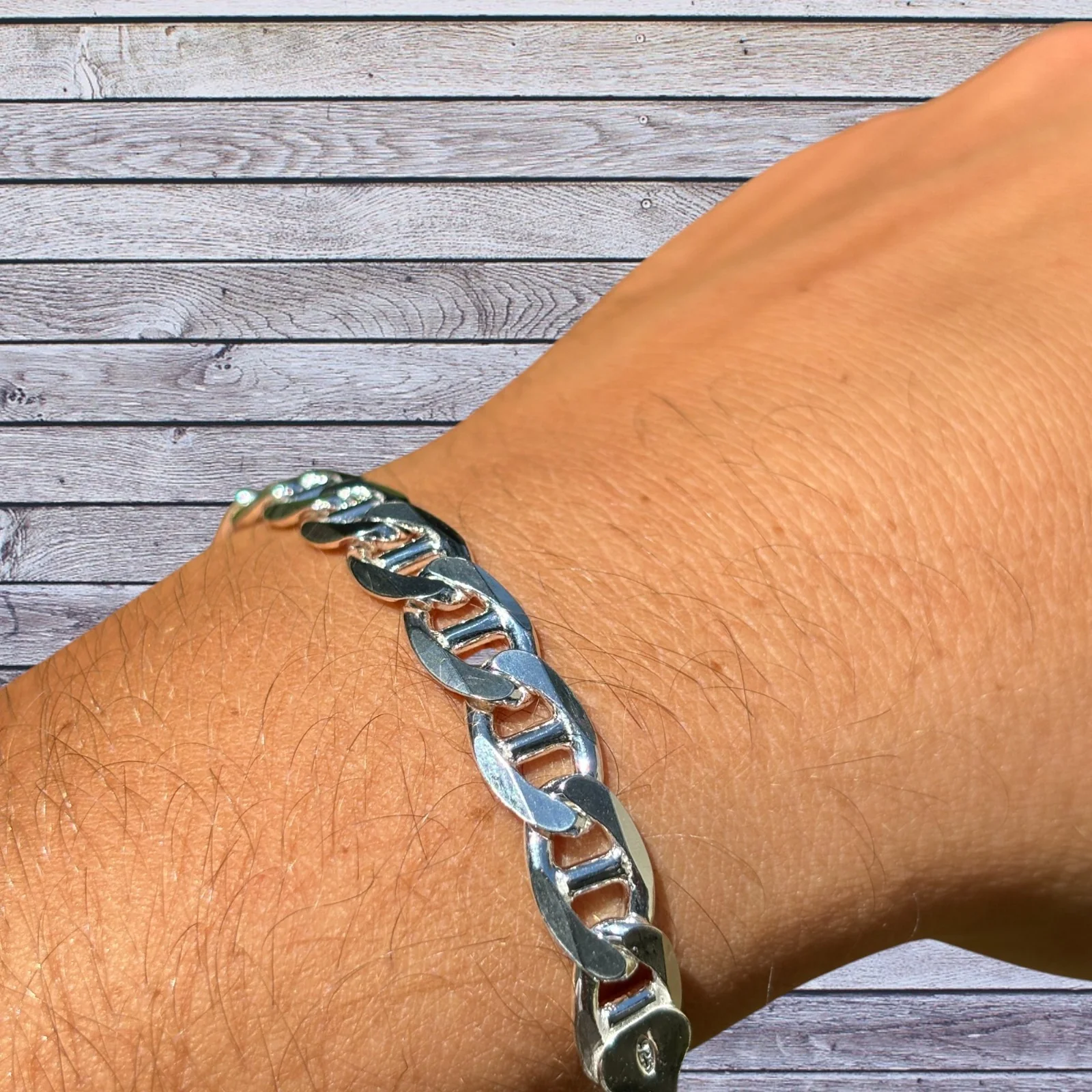 925 Sterling Silver 8mm Mariner Bracelet - Image 7