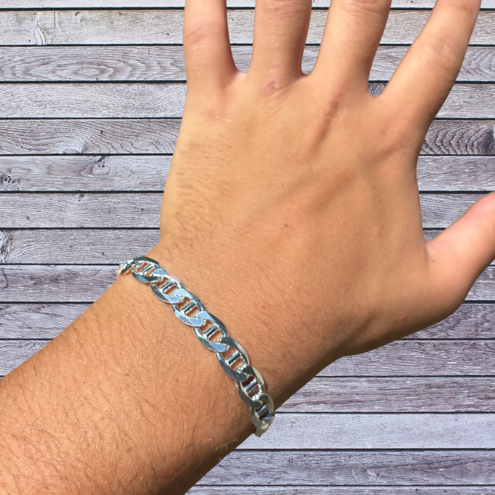 925 Sterling Silver 8mm Mariner Bracelet - Image 8