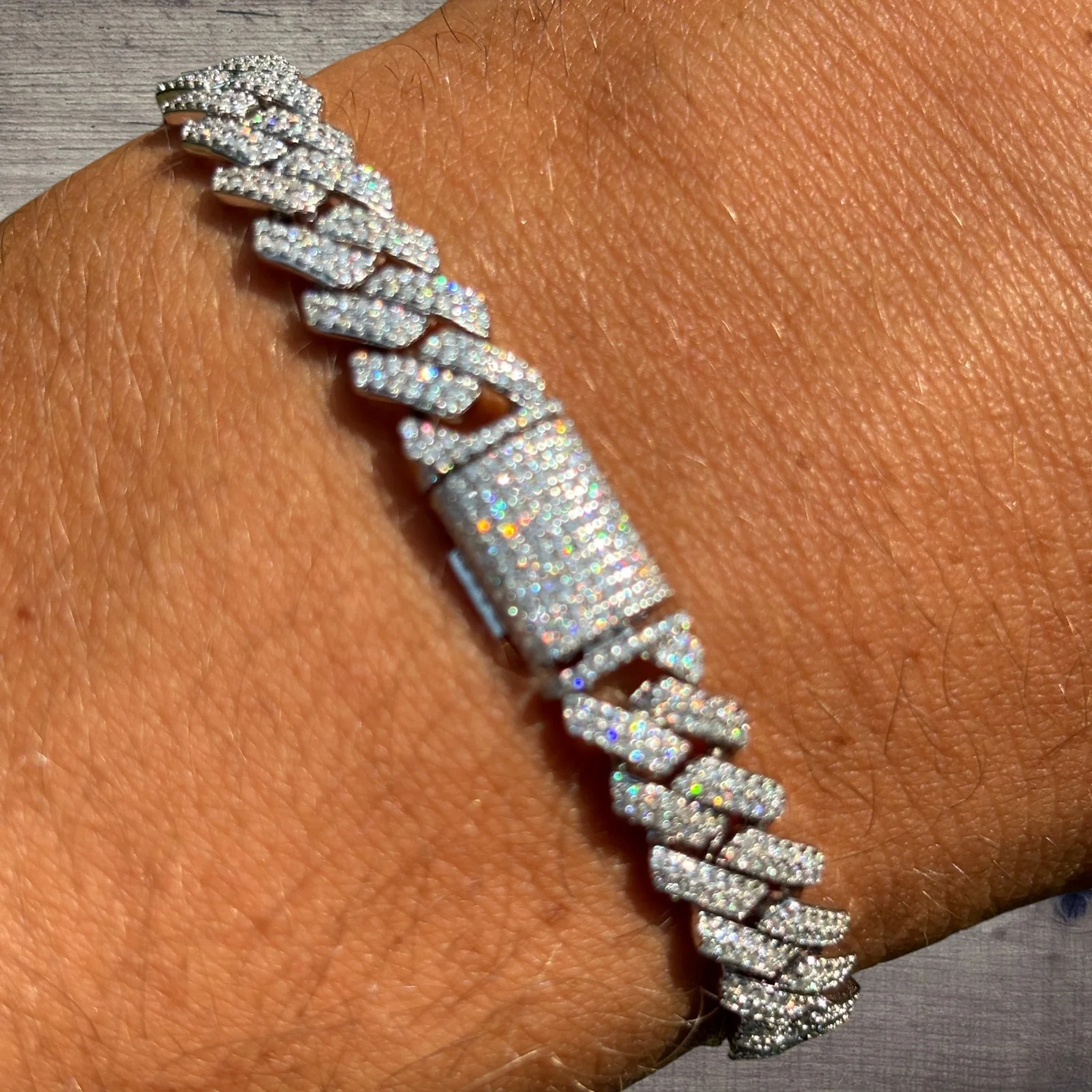 925 Sterling Silver 8mm Moissanite Cuban Prong Bracelet - Image 10