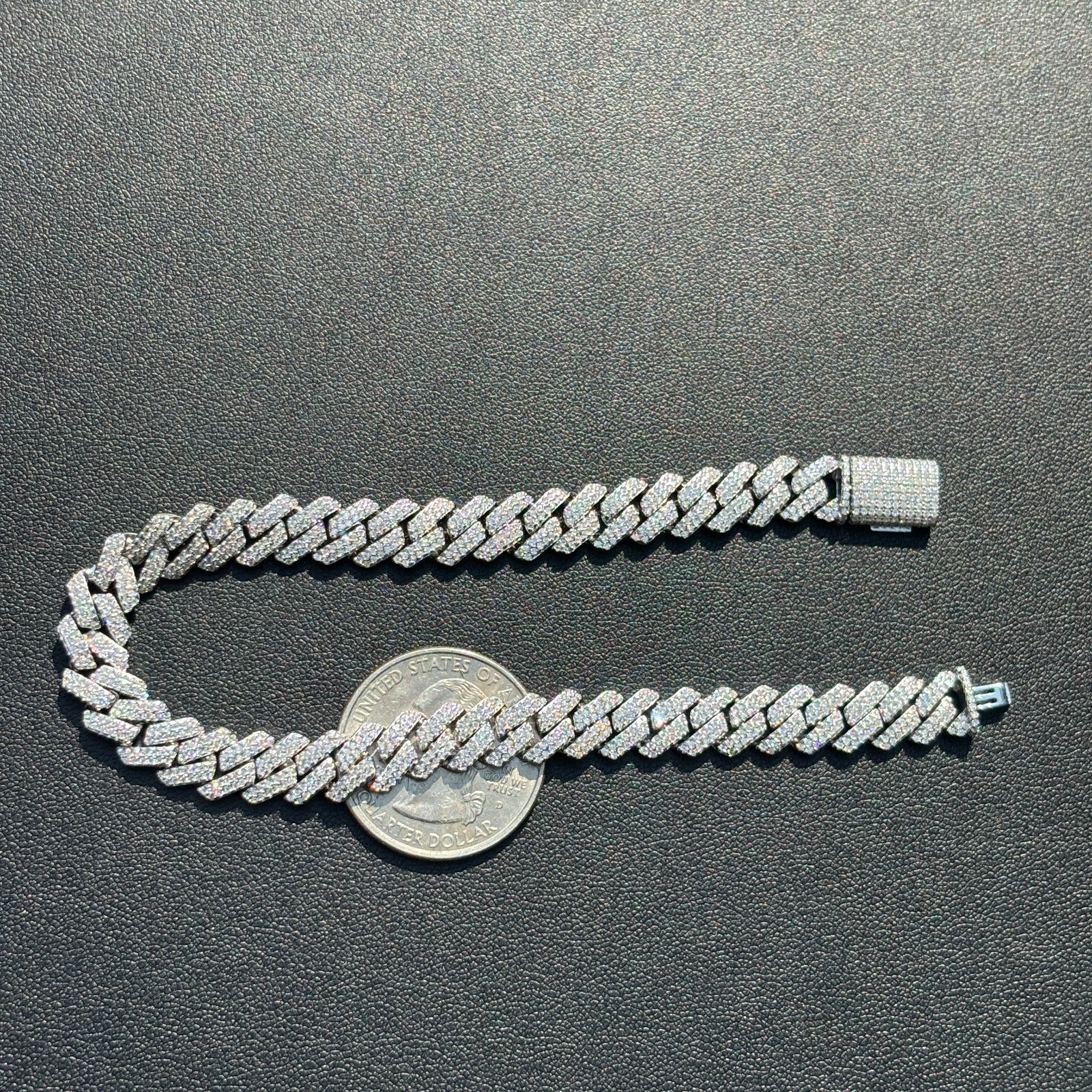 925 Sterling Silver 8mm Moissanite Cuban Prong Bracelet - Image 13