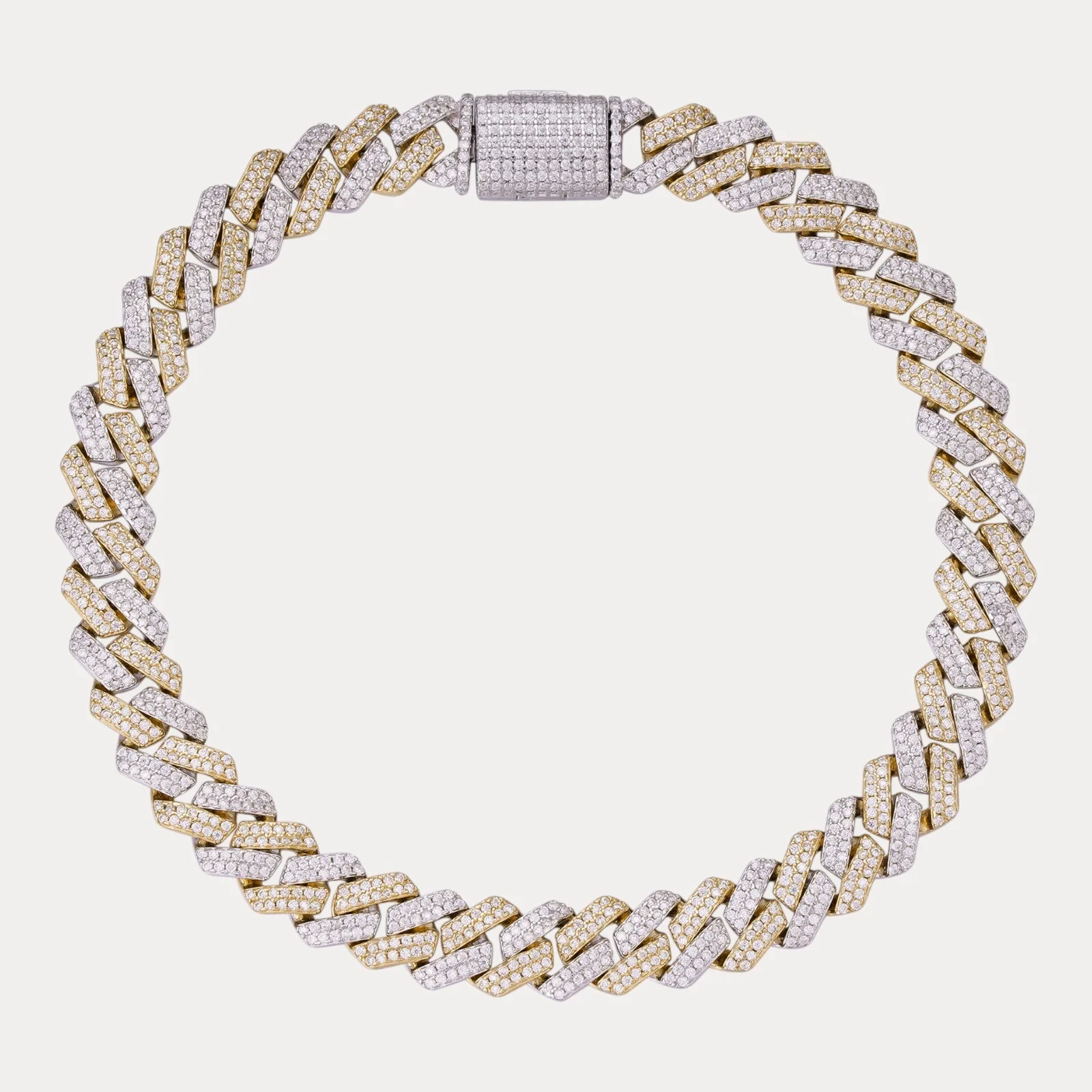925 Sterling Silver 8mm Moissanite Cuban Prong Bracelet - Image 2
