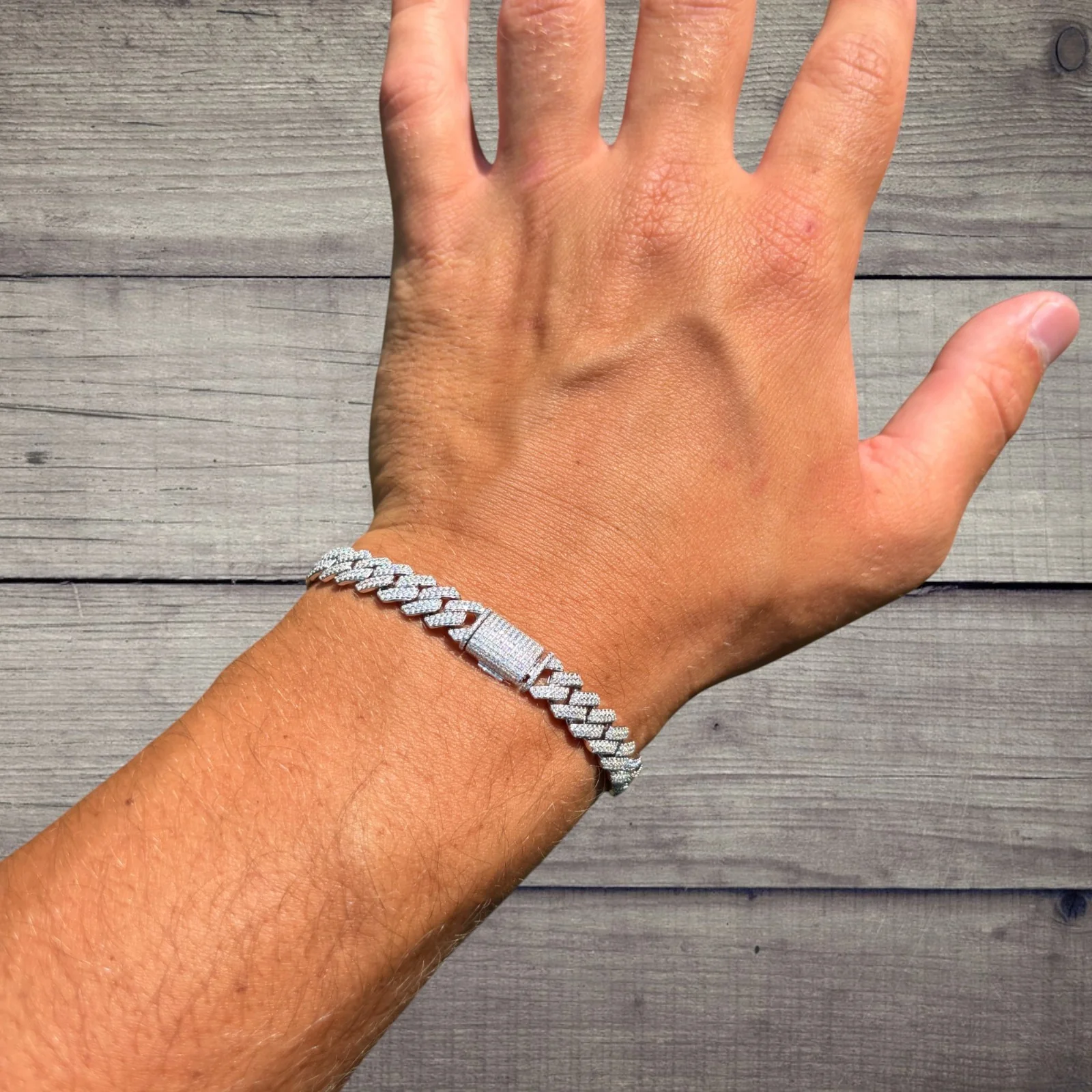 925 Sterling Silver 8mm Moissanite Cuban Prong Bracelet - Image 8