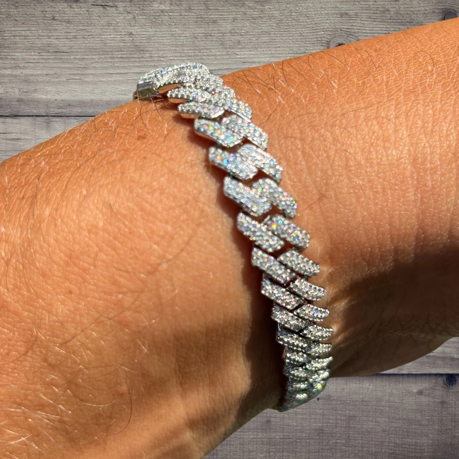 925 Sterling Silver 8mm Moissanite Cuban Prong Bracelet - Image 9