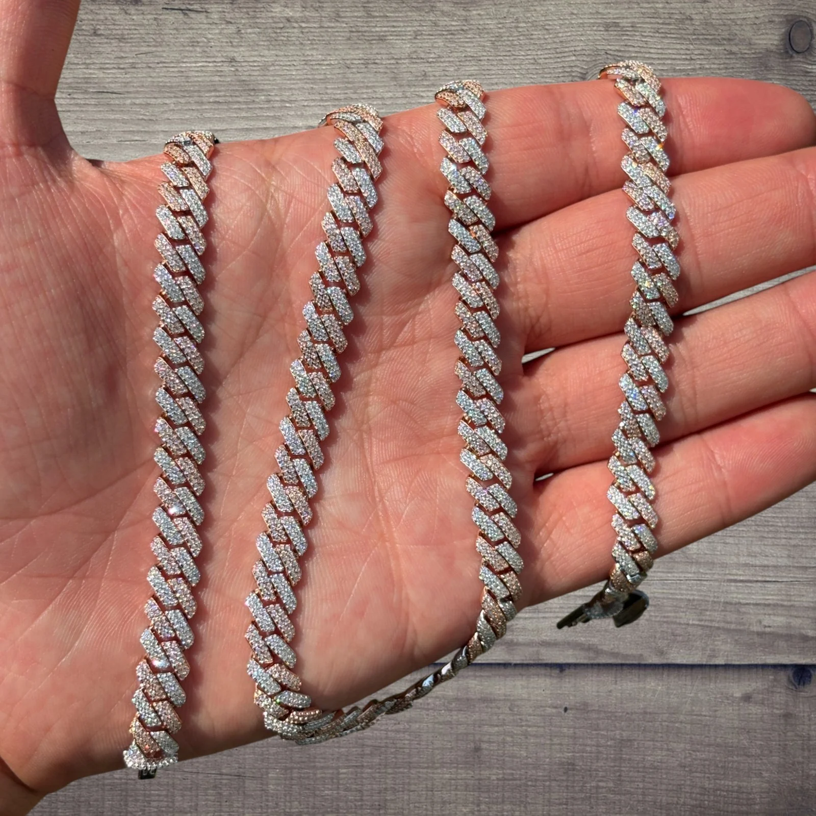 925 Sterling Silver 8mm Moissanite Miami Cuban Prong Chain Necklace - Image 10
