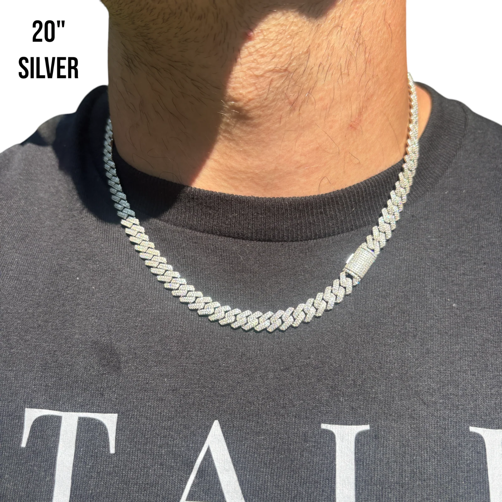 925 Sterling Silver 8mm Moissanite Miami Cuban Prong Chain Necklace - Image 15