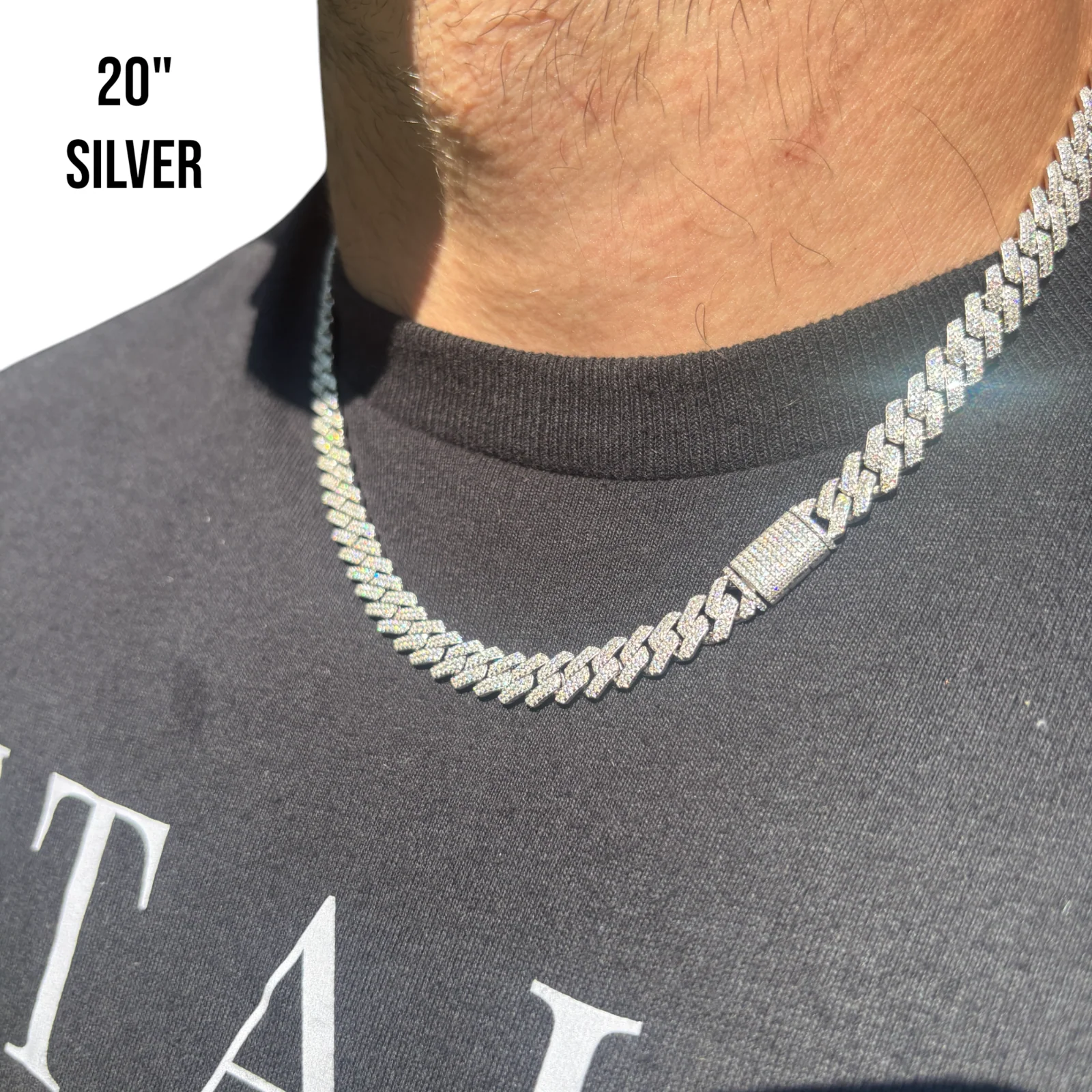 925 Sterling Silver 8mm Moissanite Miami Cuban Prong Chain Necklace - Image 16