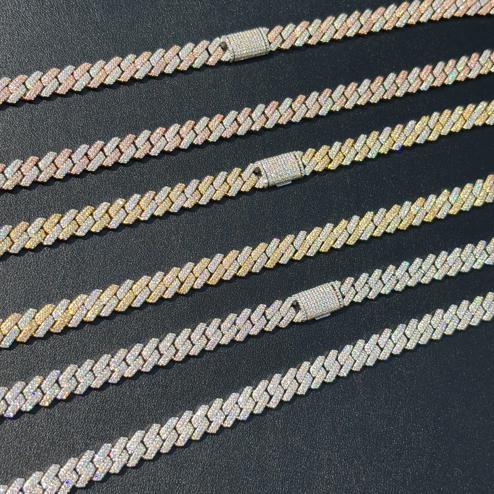 925 Sterling Silver 8mm Moissanite Miami Cuban Prong Chain Necklace - Image 5