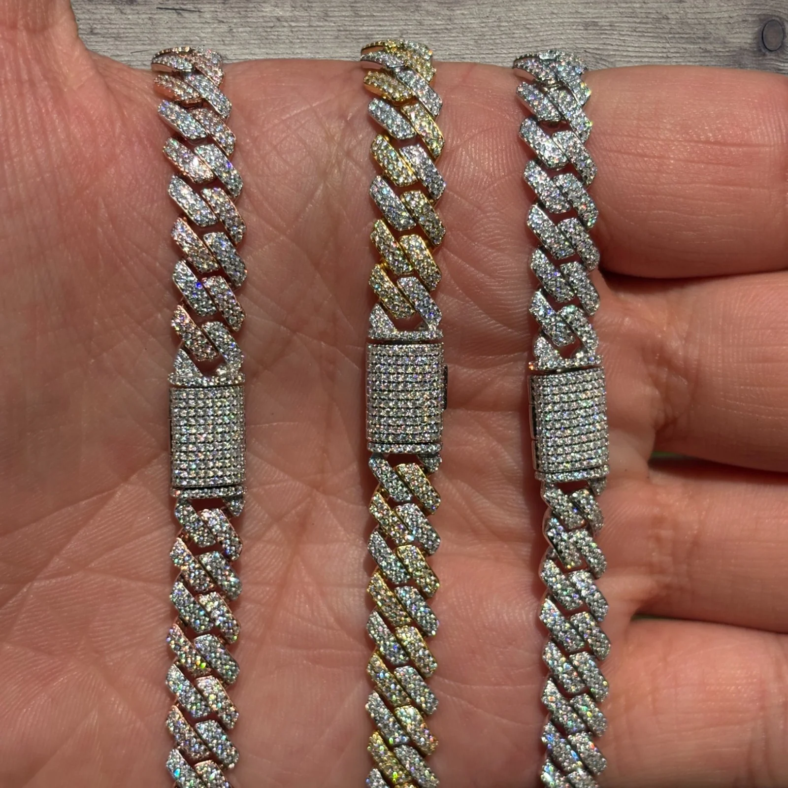 925 Sterling Silver 8mm Moissanite Miami Cuban Prong Chain Necklace - Image 6