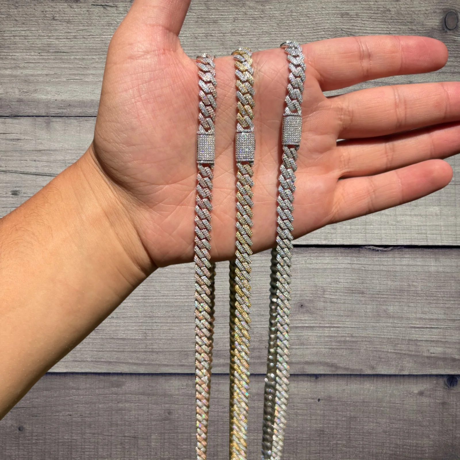 925 Sterling Silver 8mm Moissanite Miami Cuban Prong Chain Necklace - Image 8