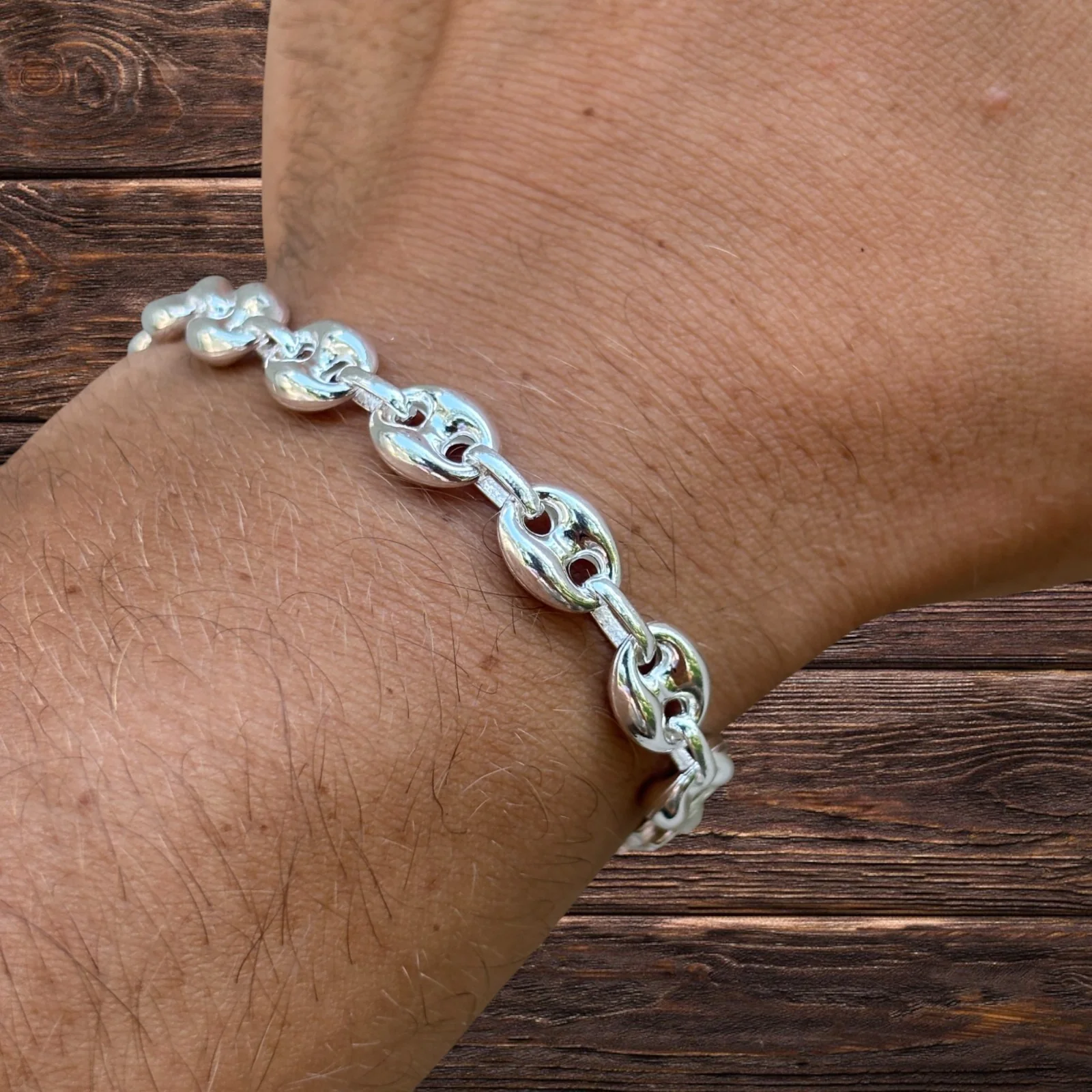 925 Sterling Silver 8mm Puffed Gucci Bracelet - Image 12