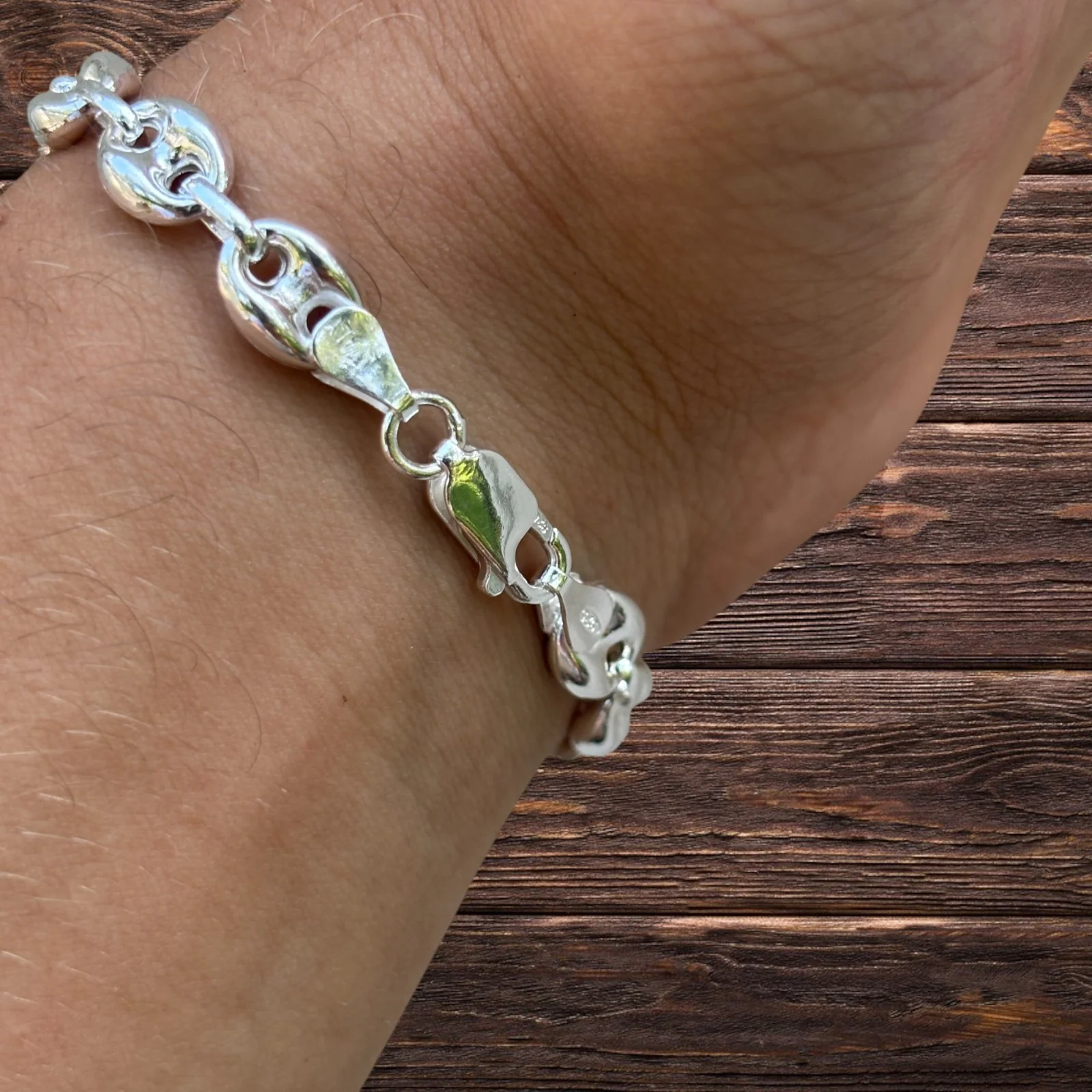 925 Sterling Silver 8mm Puffed Gucci Bracelet - Image 13
