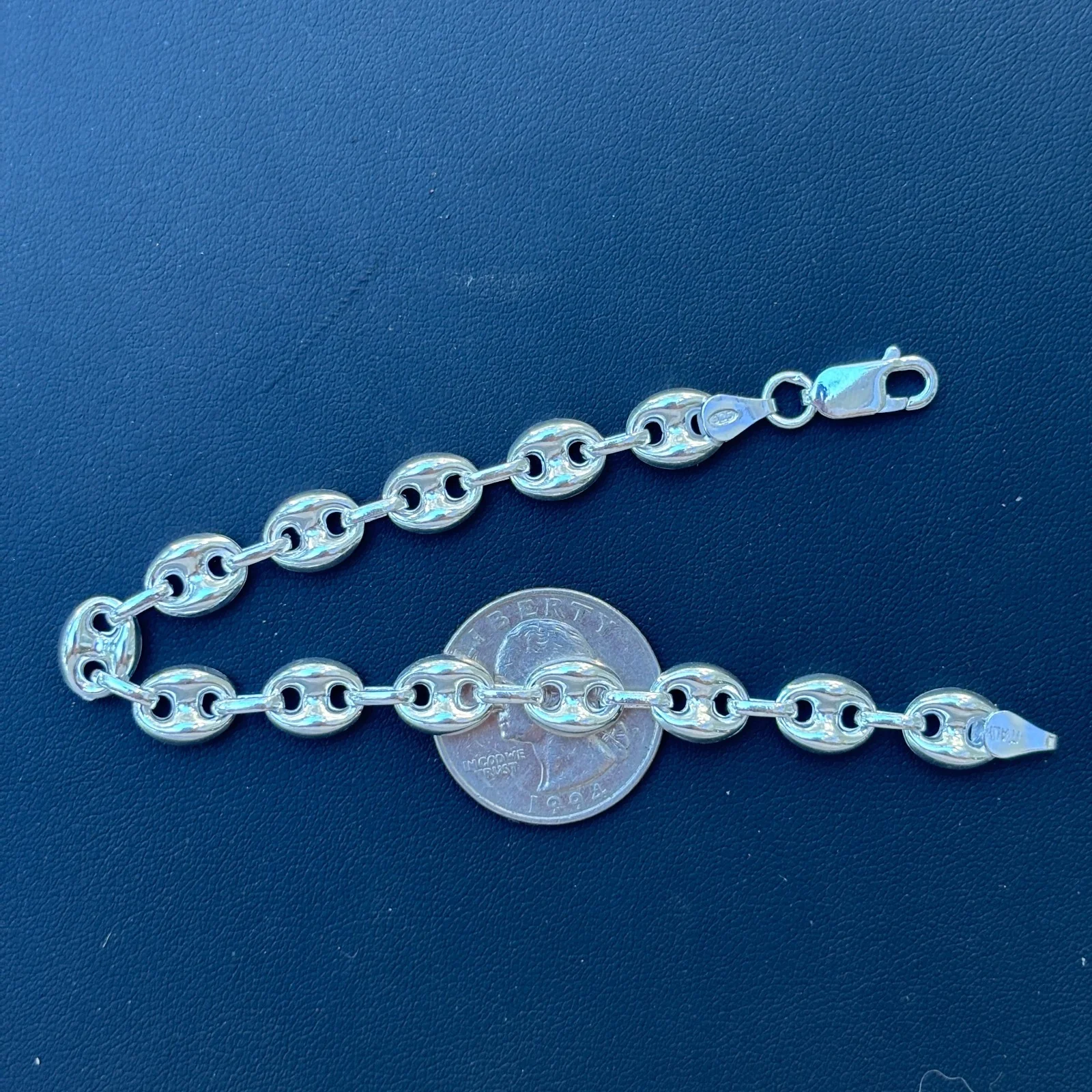 925 Sterling Silver 8mm Puffed Gucci Bracelet - Image 15
