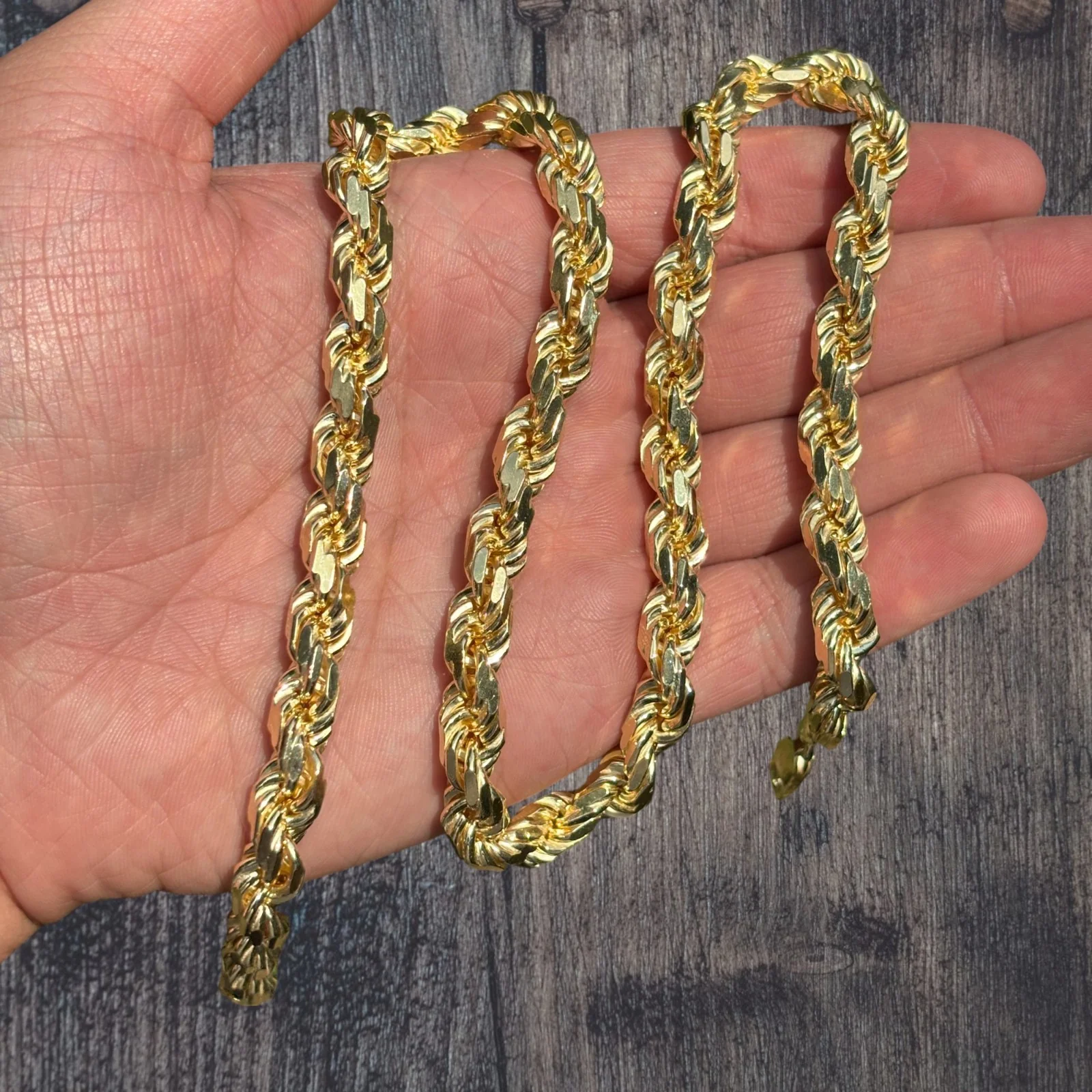 925 Sterling Silver 8mm Diamond Cut Rope Chain Necklace - Image 6